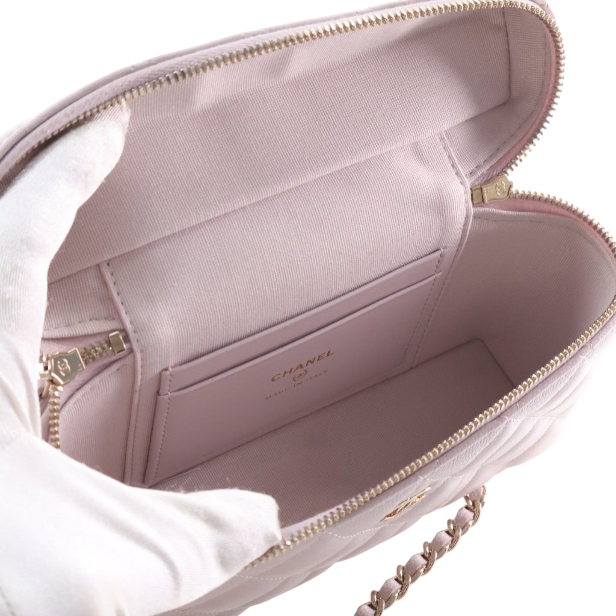 Chanel Mini CC Quilted Caviar Slim Vanity Case with Chain - image 6