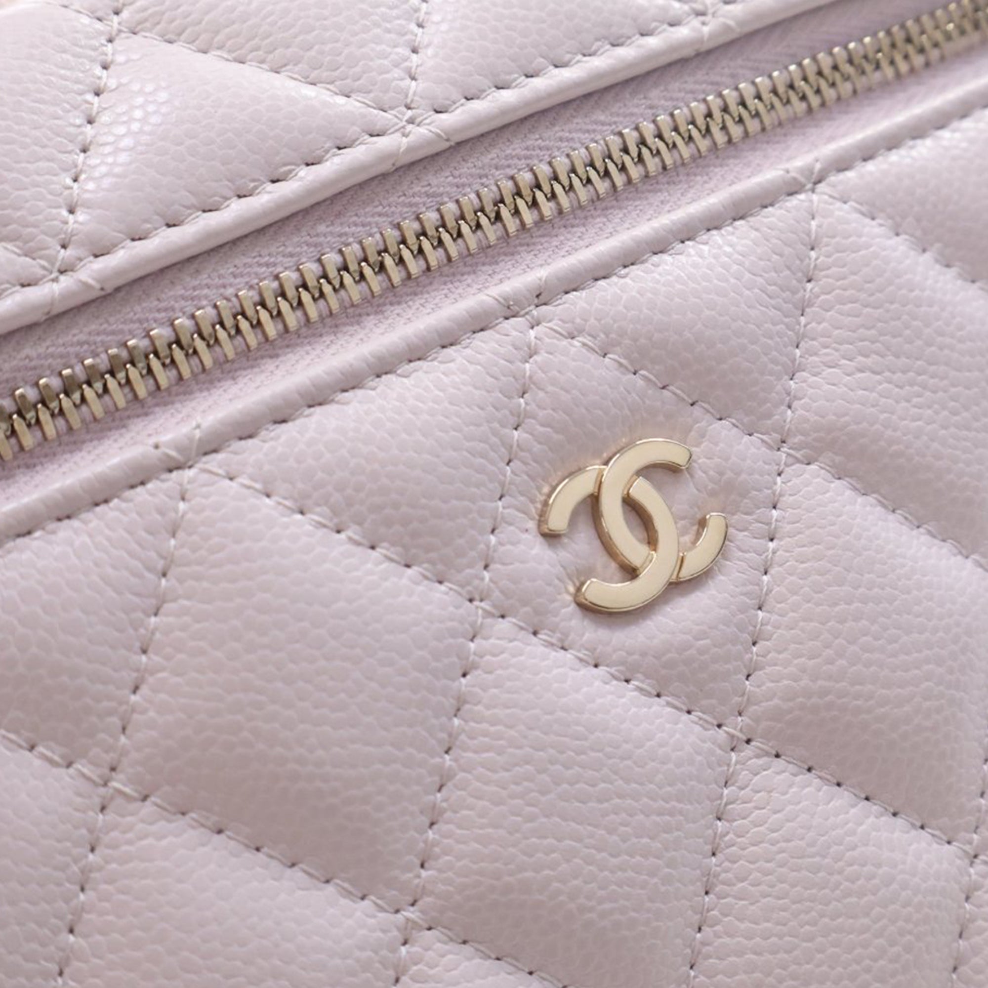Chanel Mini CC Quilted Caviar Slim Vanity Case with Chain - image 7