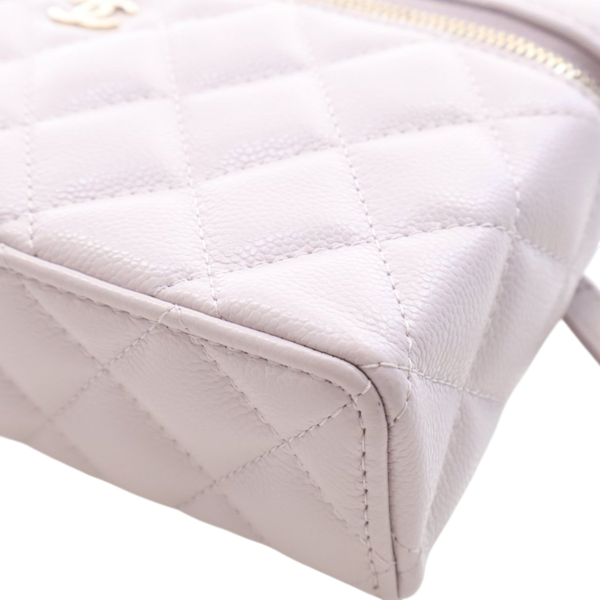 Chanel Mini CC Quilted Caviar Slim Vanity Case with Chain - image 9