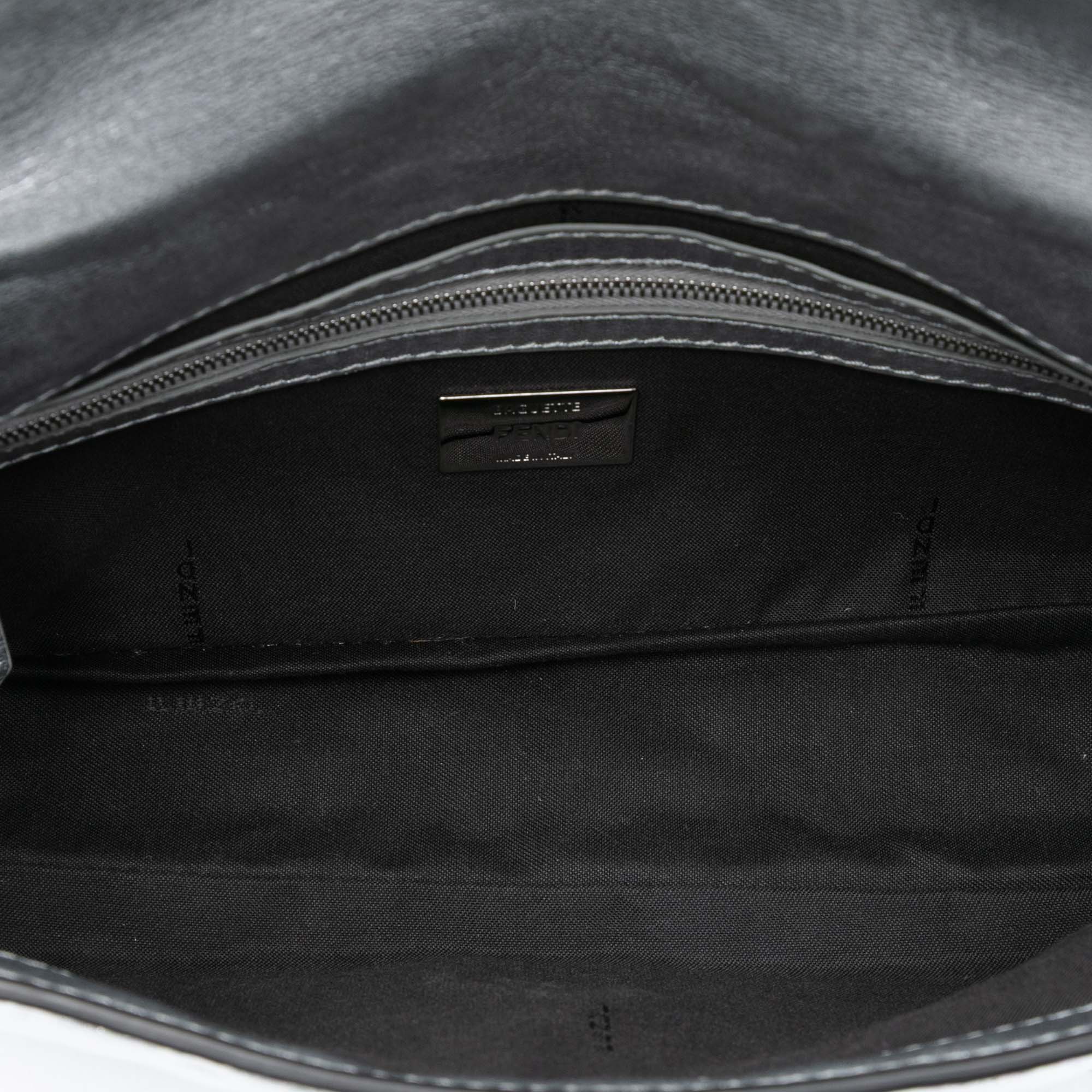 Fendi Medium Metallic Leather Embossed FF Baguette Satchel - image 4