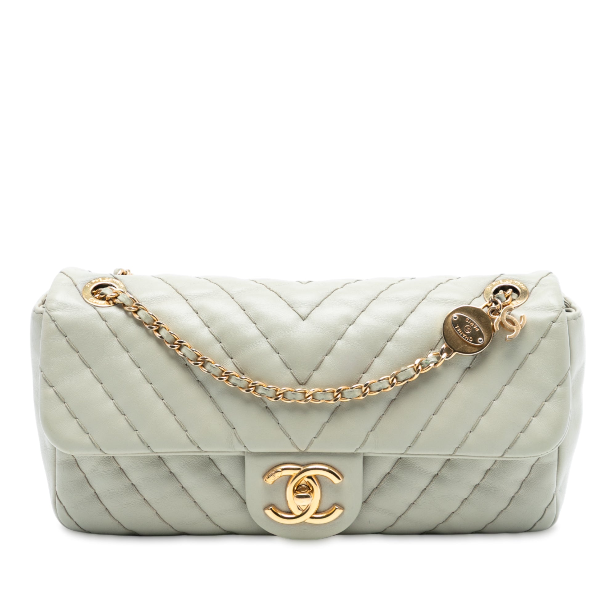 Chanel Medium Double Stitch Chevron Lambskin Single Flap - image 1