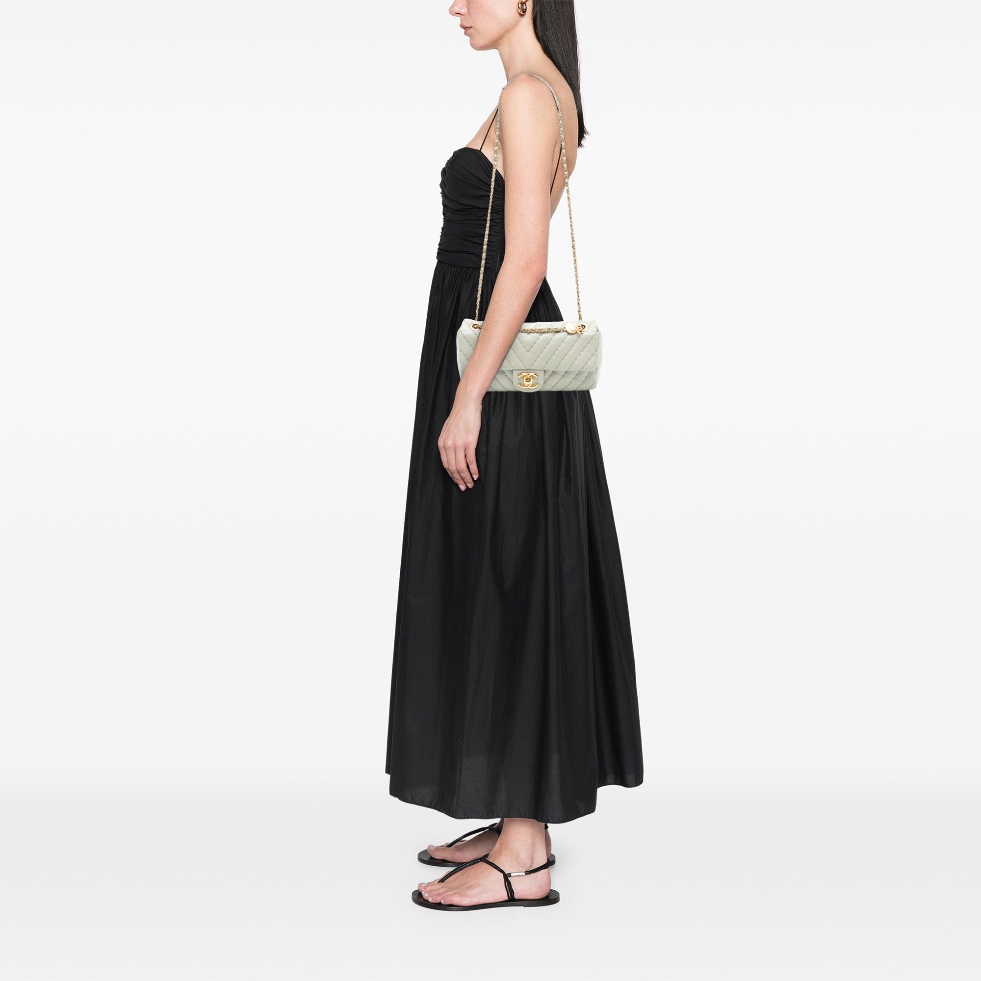 Chanel Medium Double Stitch Chevron Lambskin Single Flap - image 7