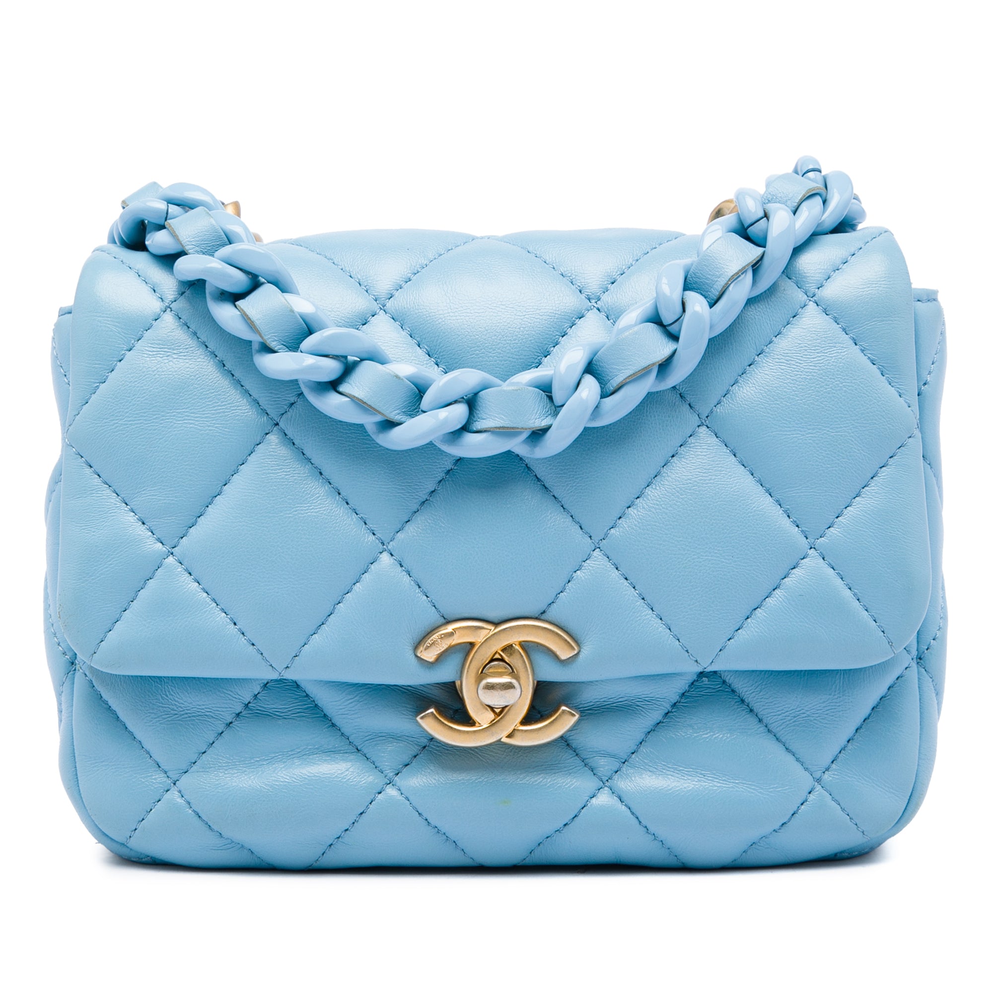 Chanel Mini Quilted Lambskin Lacquered Chain Flap - image 1