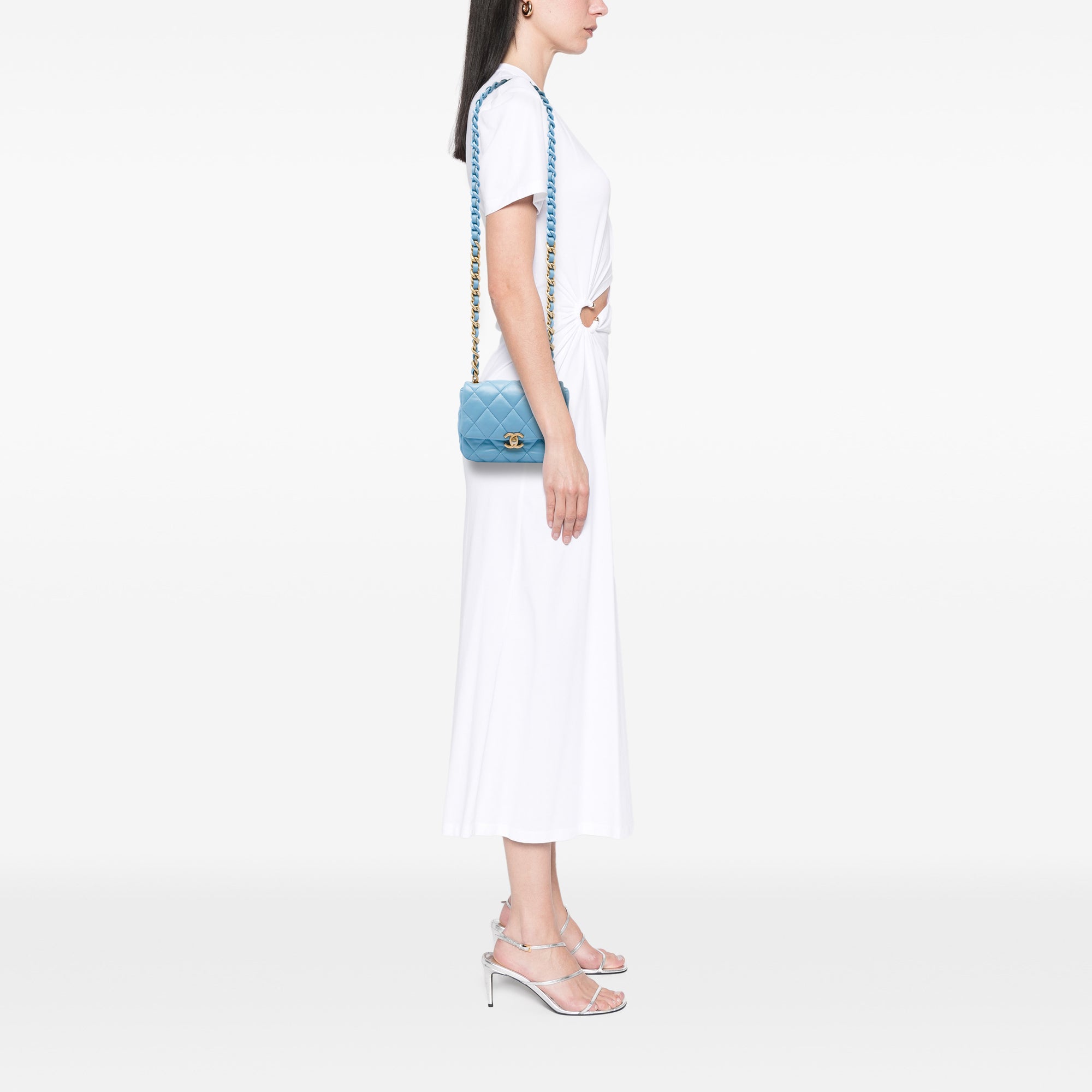 Chanel Mini Quilted Lambskin Lacquered Chain Flap - image 6