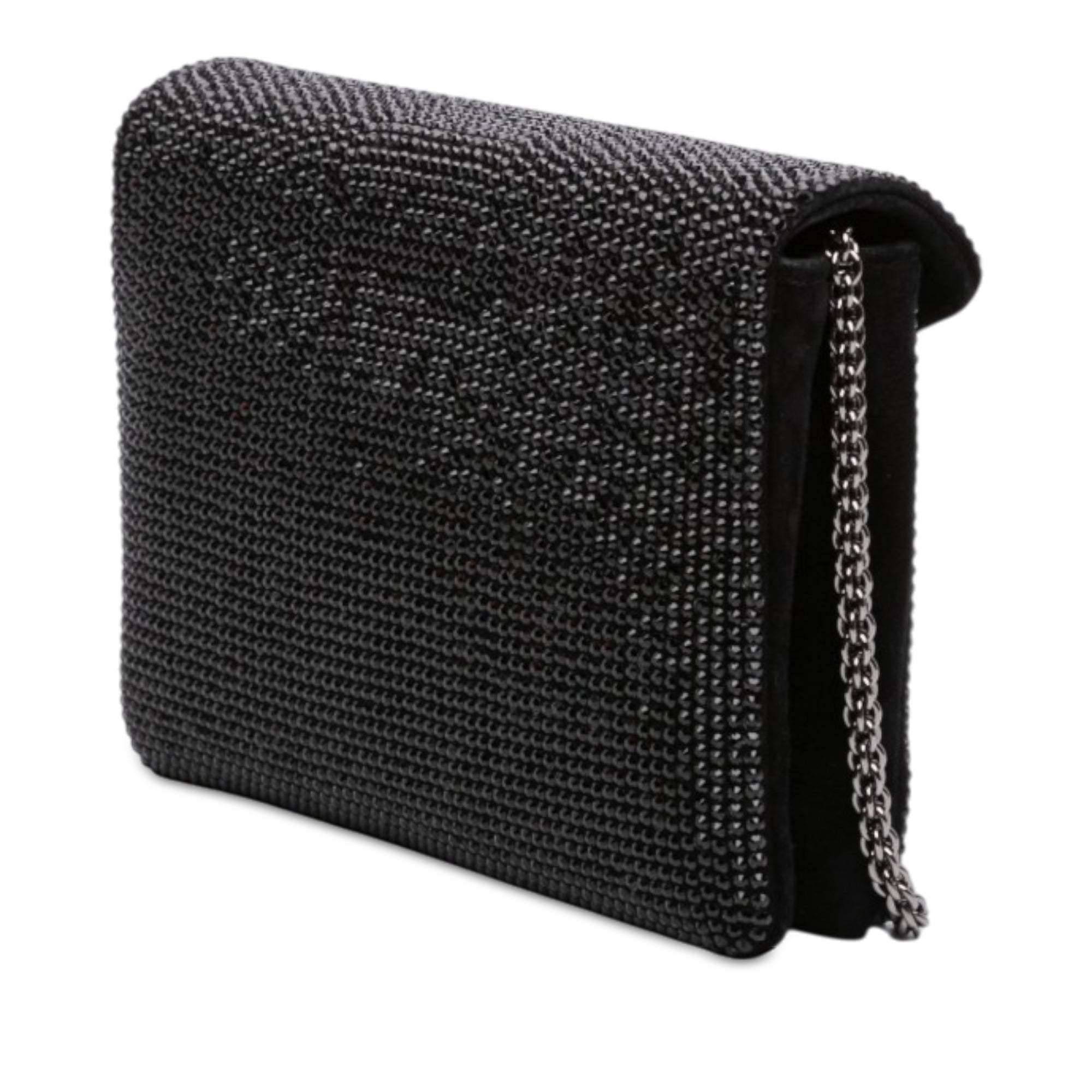 Valentino Small Crystal Embellished Suede One Stud Clutch with Chain - image 2
