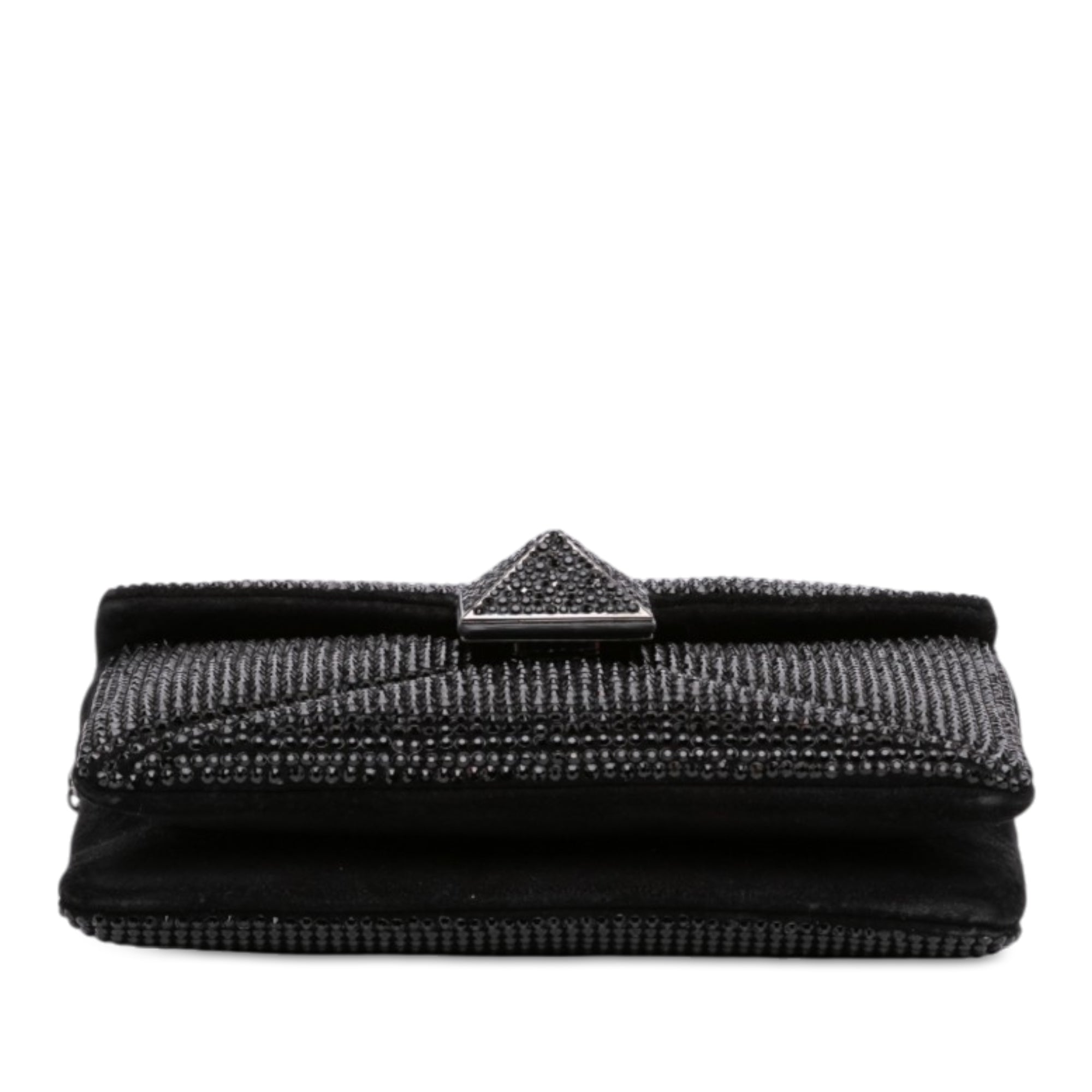 Valentino Small Crystal Embellished Suede One Stud Clutch with Chain - image 3