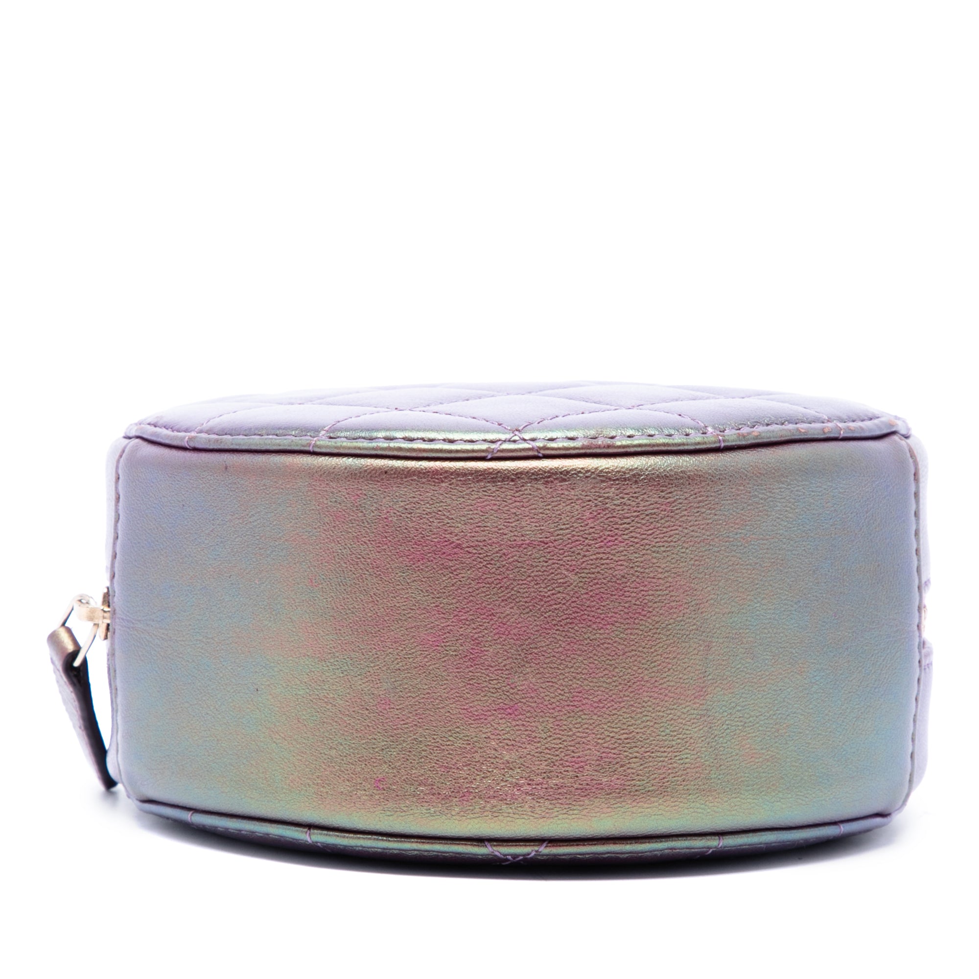 Chanel Quilted Iridescent Lambskin Round Clutch With Chain - image 3