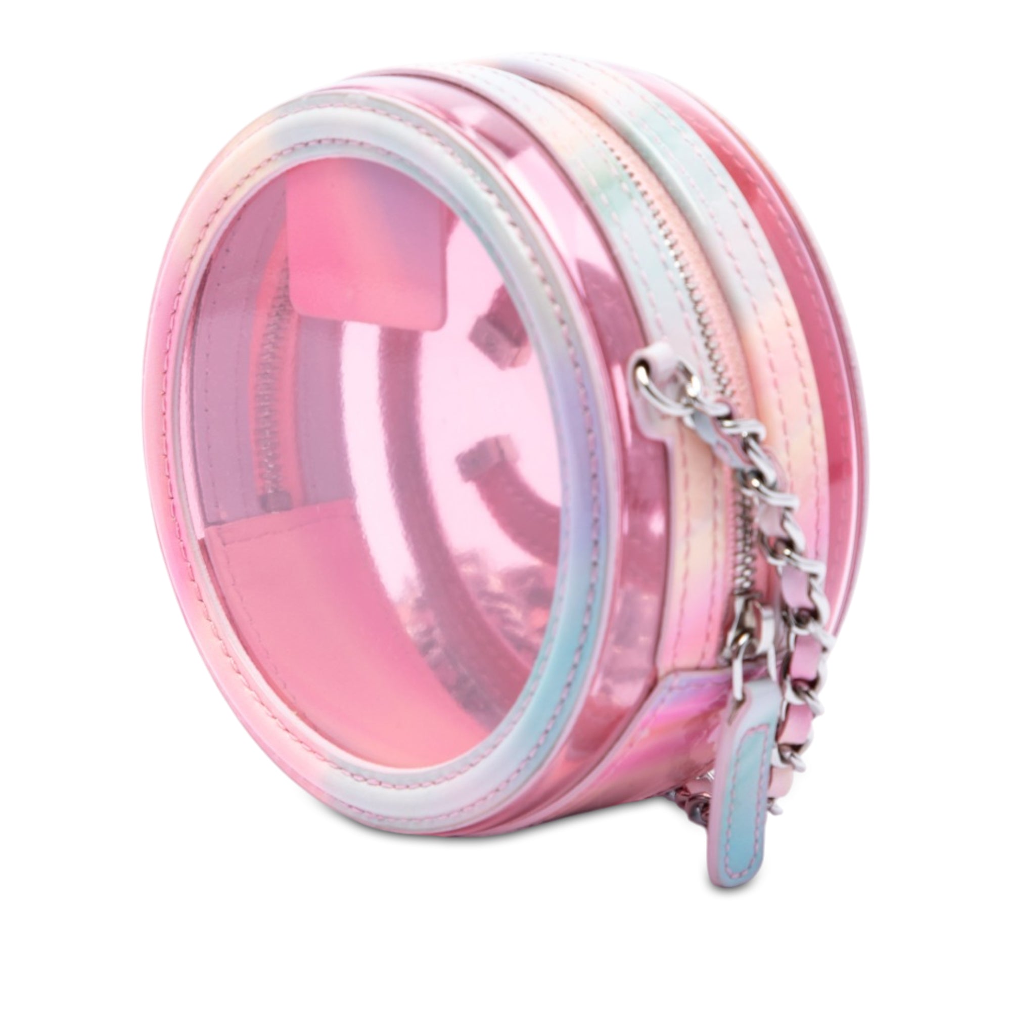 Chanel PVC and Lambskin CC Filigree Round Clutch with Chain - image 2