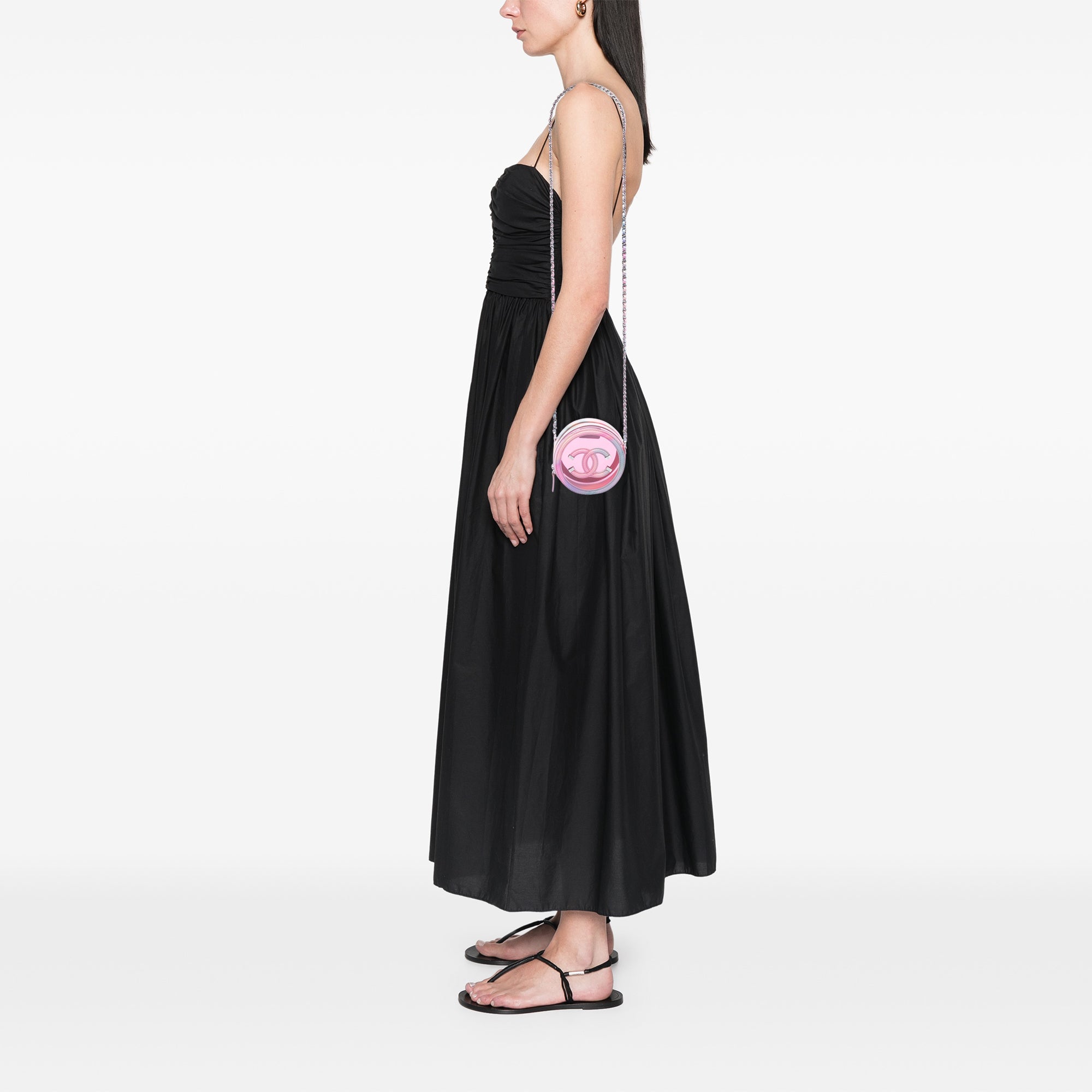 Chanel PVC and Lambskin CC Filigree Round Clutch with Chain - image 6