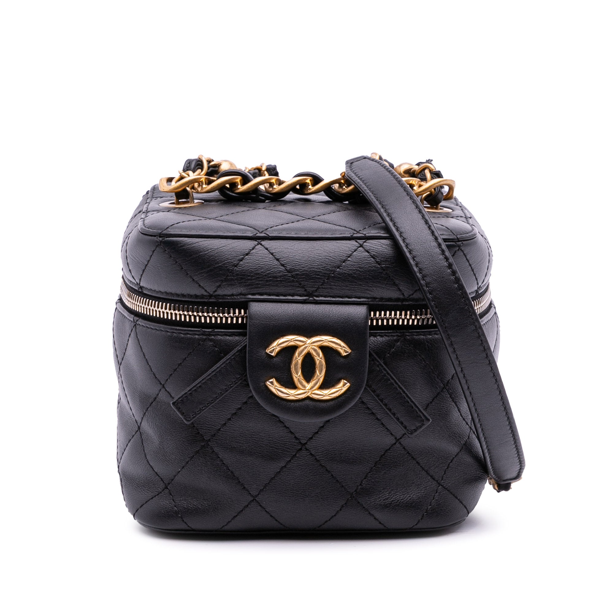 Chanel CC Quilted Calfskin Vanity Case with Chain - image 1