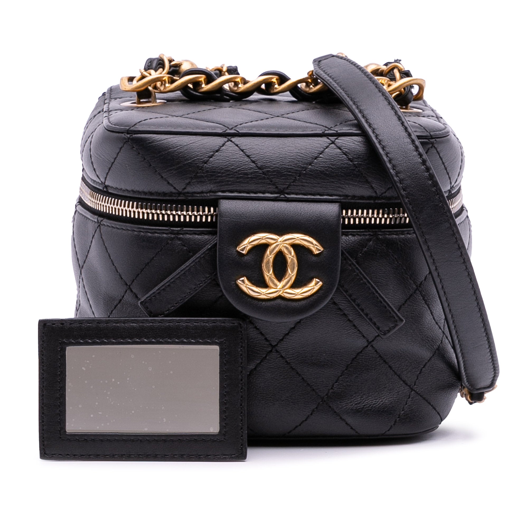 Chanel CC Quilted Calfskin Vanity Case with Chain - image 8