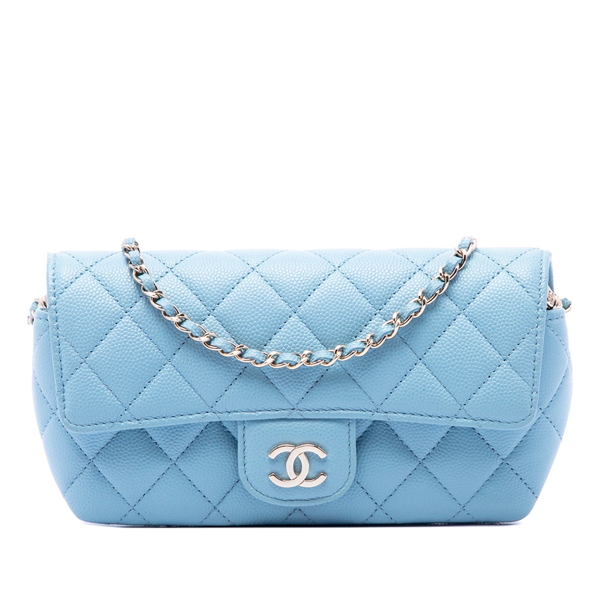 Chanel CC Quilted Caviar Glasses Case on Chain - image 1