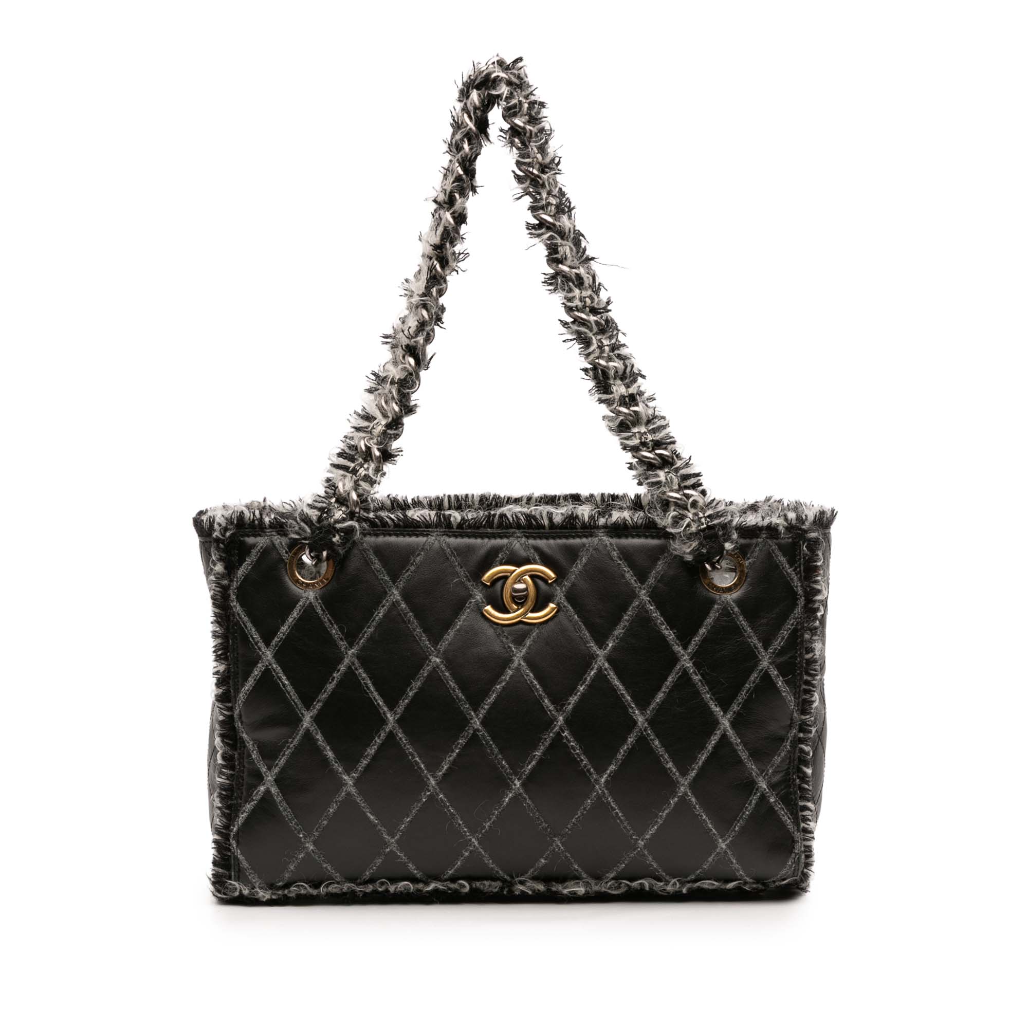 Chanel CC Quilted Calfskin Tweedy Shopping Tote - image 1