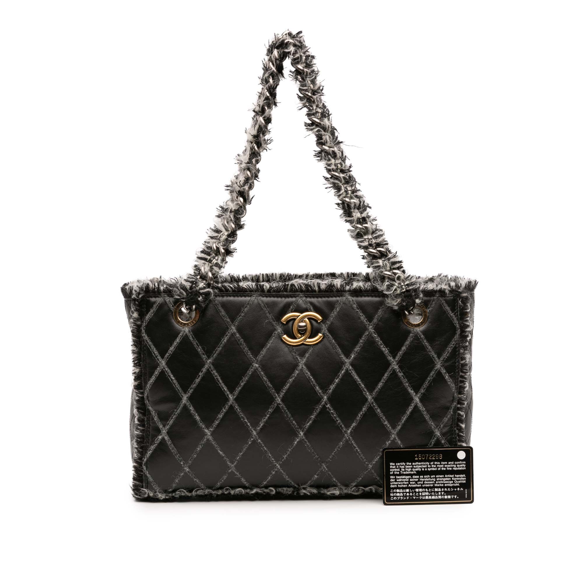 Chanel CC Quilted Calfskin Tweedy Shopping Tote - image 10