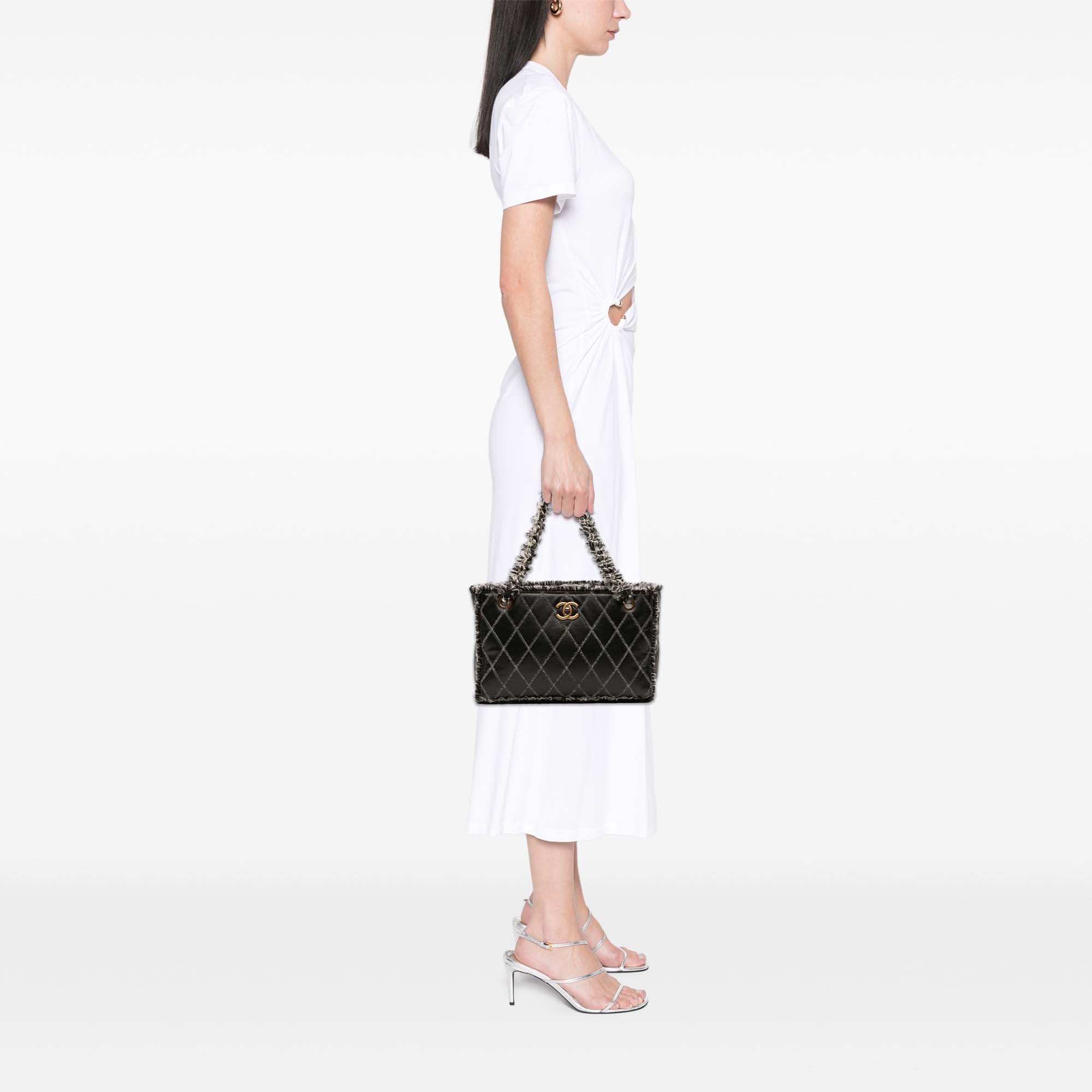 Chanel CC Quilted Calfskin Tweedy Shopping Tote - image 9