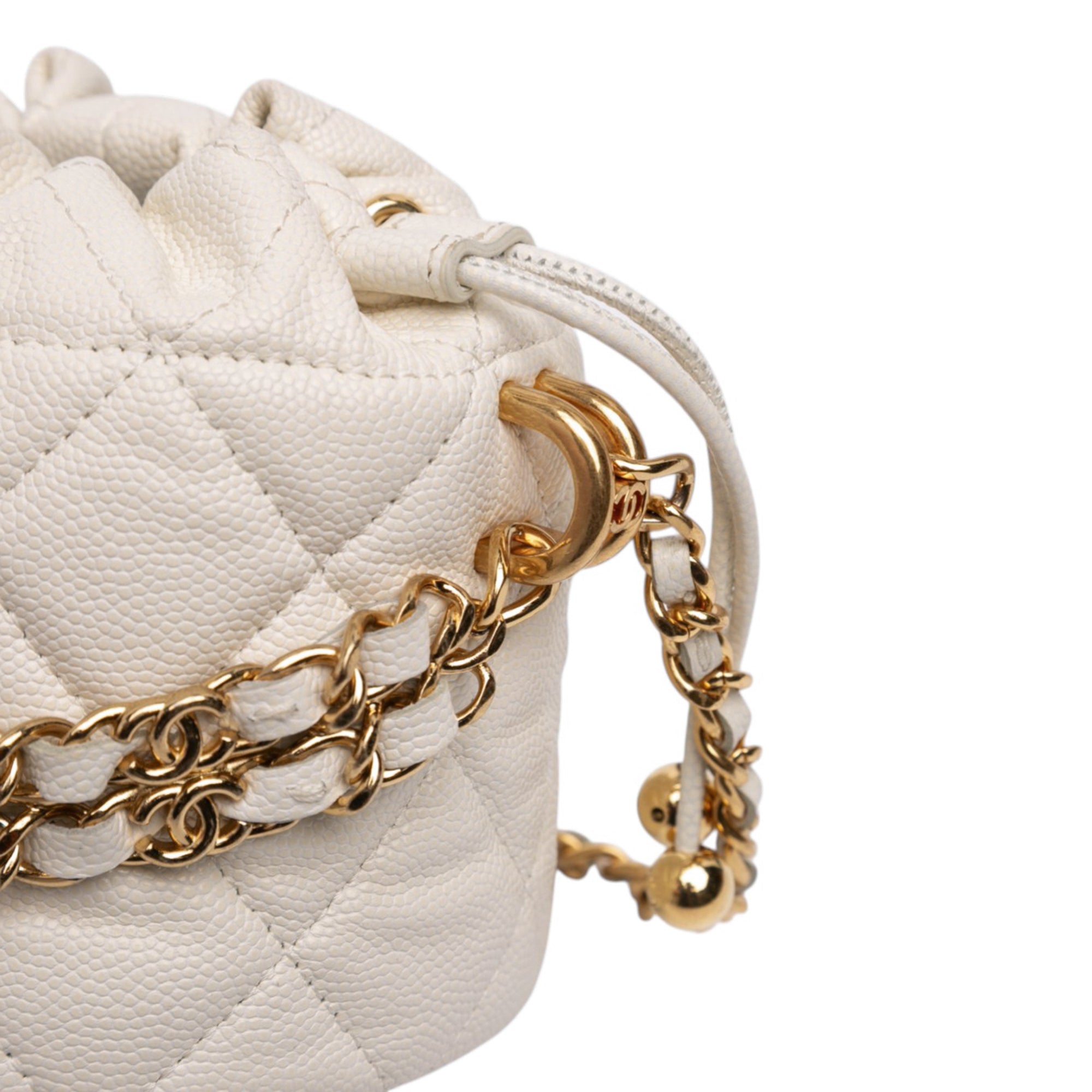 Chanel Mini Quilted Caviar Twist Your Buttons Drawstring Bucket Bag - image 7