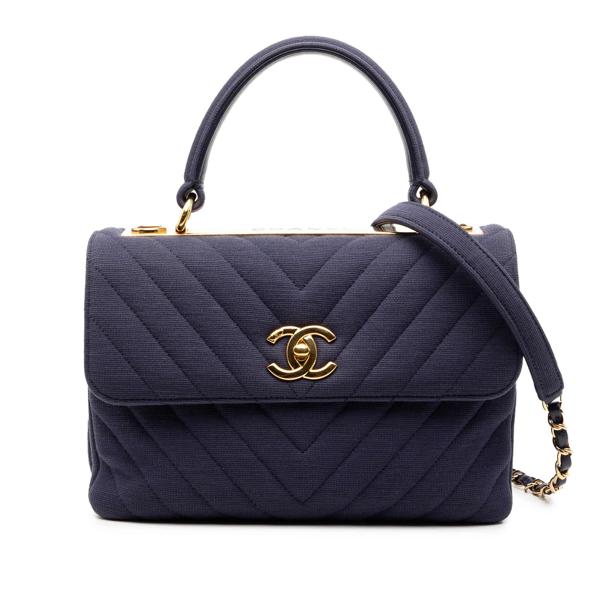 Chanel Small Chevron Jersey Trendy CC Top Handle Flap - image 1