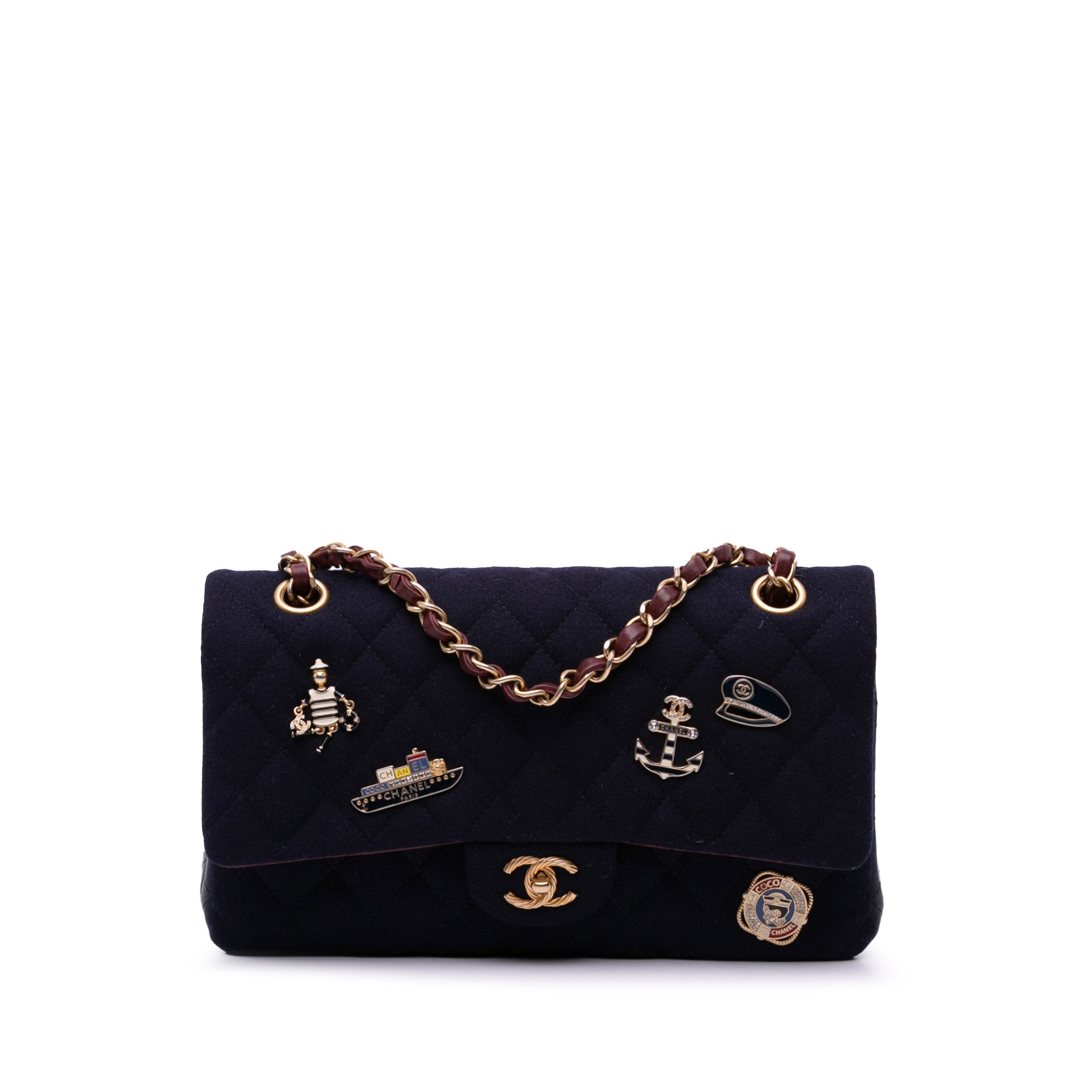 Chanel Paris Hamburg Medium Classic Jersey Coco Sailor Charms Double Flap - image 1