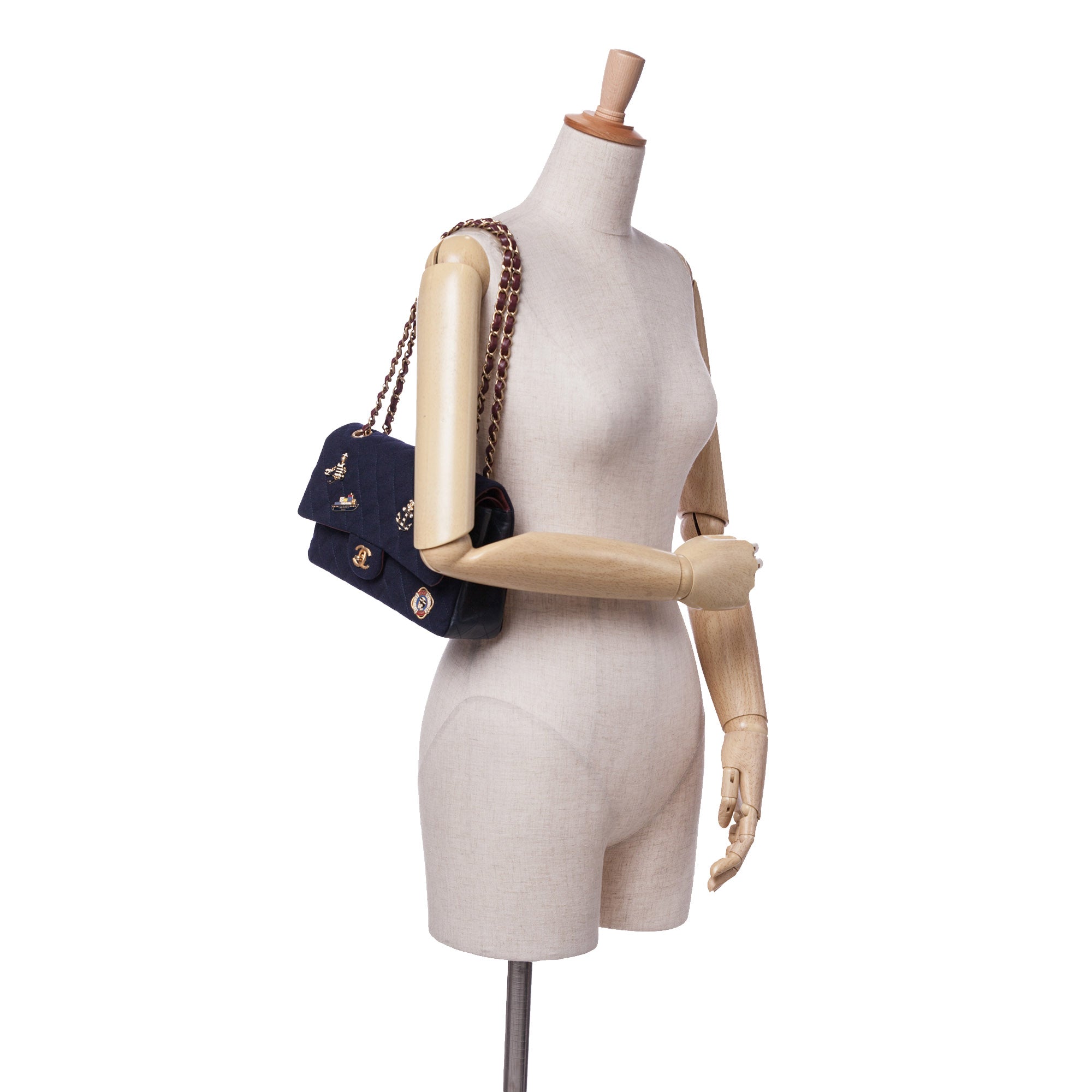Chanel Paris Hamburg Medium Classic Jersey Coco Sailor Charms Double Flap - image 11