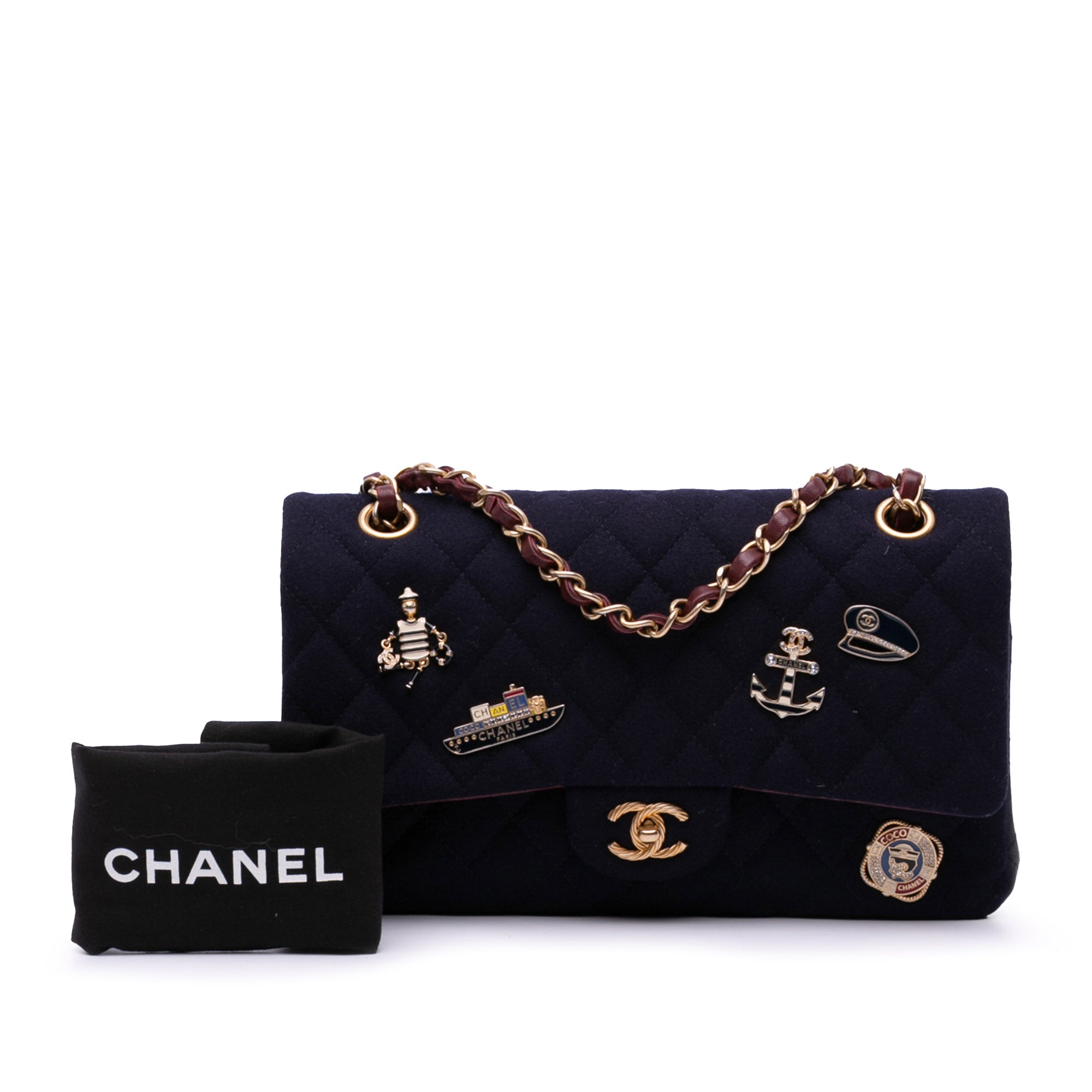 Chanel Paris Hamburg Medium Classic Jersey Coco Sailor Charms Double Flap - image 12