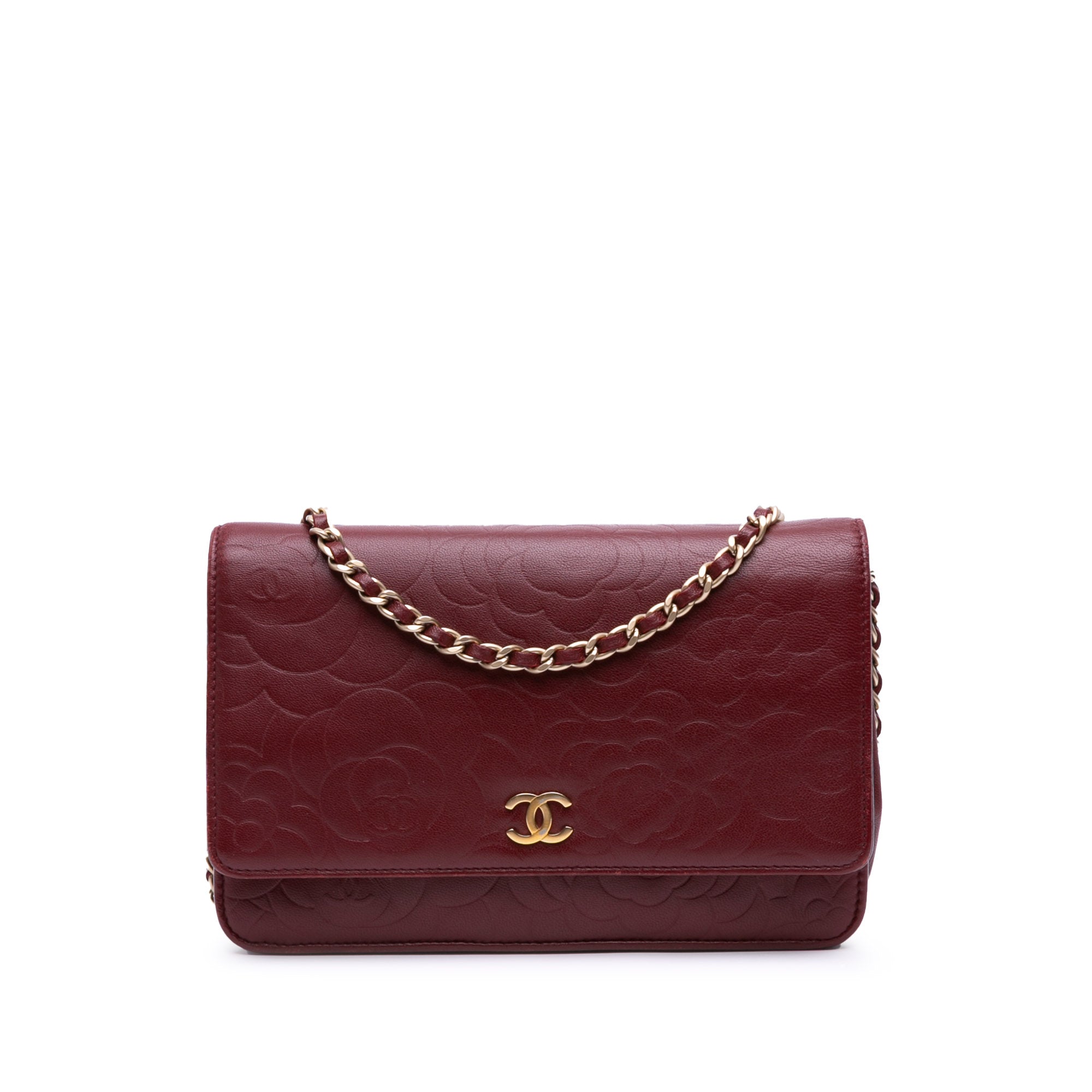 Chanel CC Embossed Calfskin Camellia Wallet On Chain - image 1