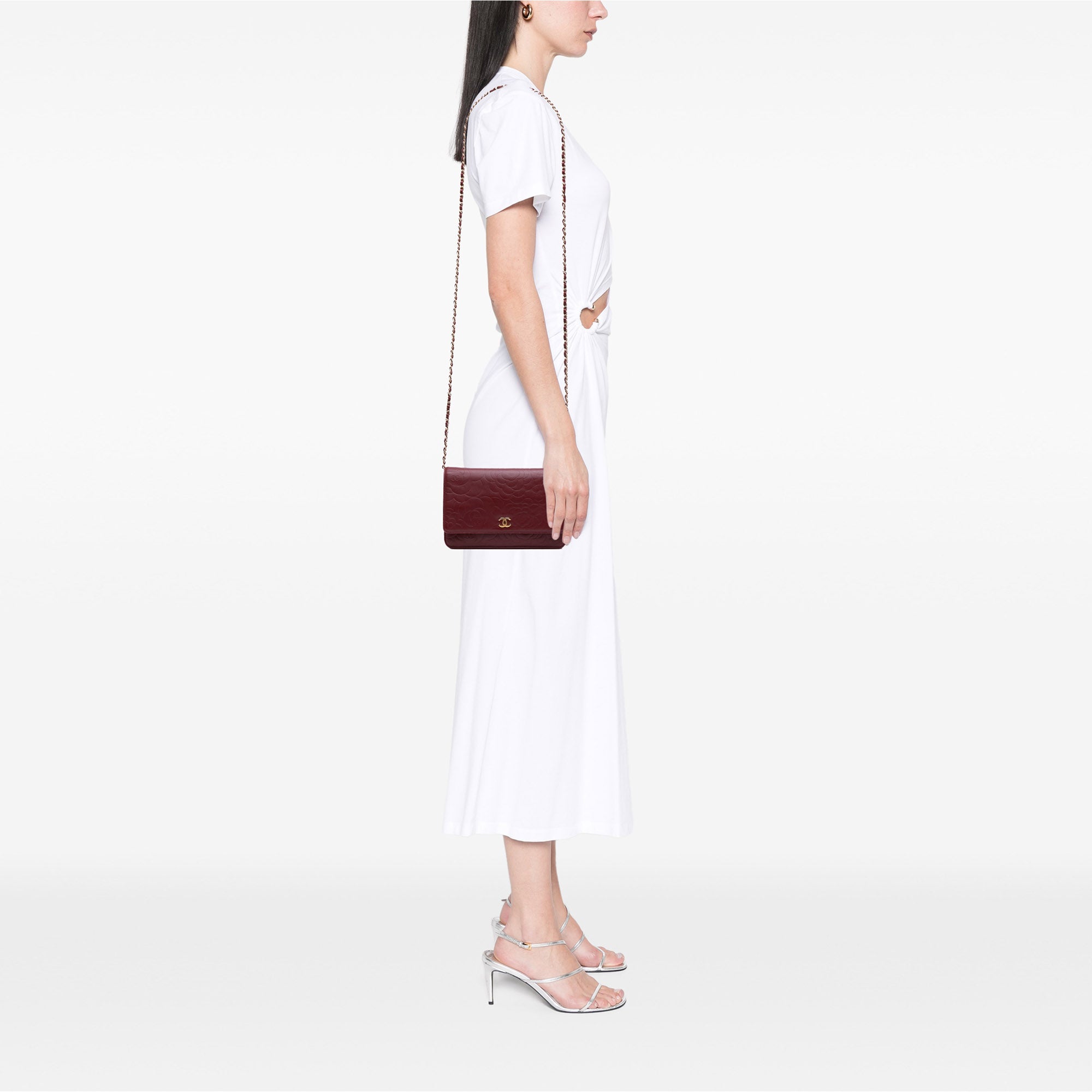 Chanel CC Embossed Calfskin Camellia Wallet On Chain - image 9