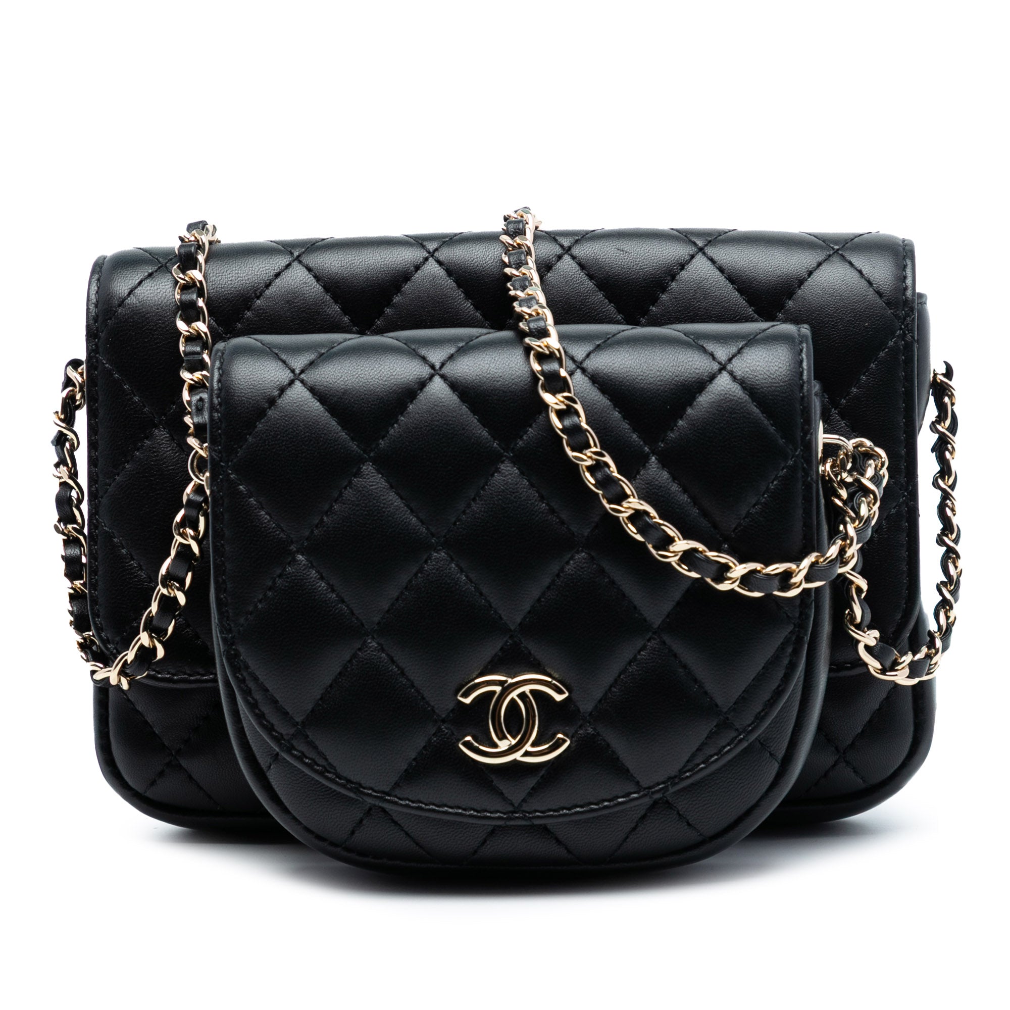 Chanel CC Quilted Lambskin Side Packs Flap - image 1