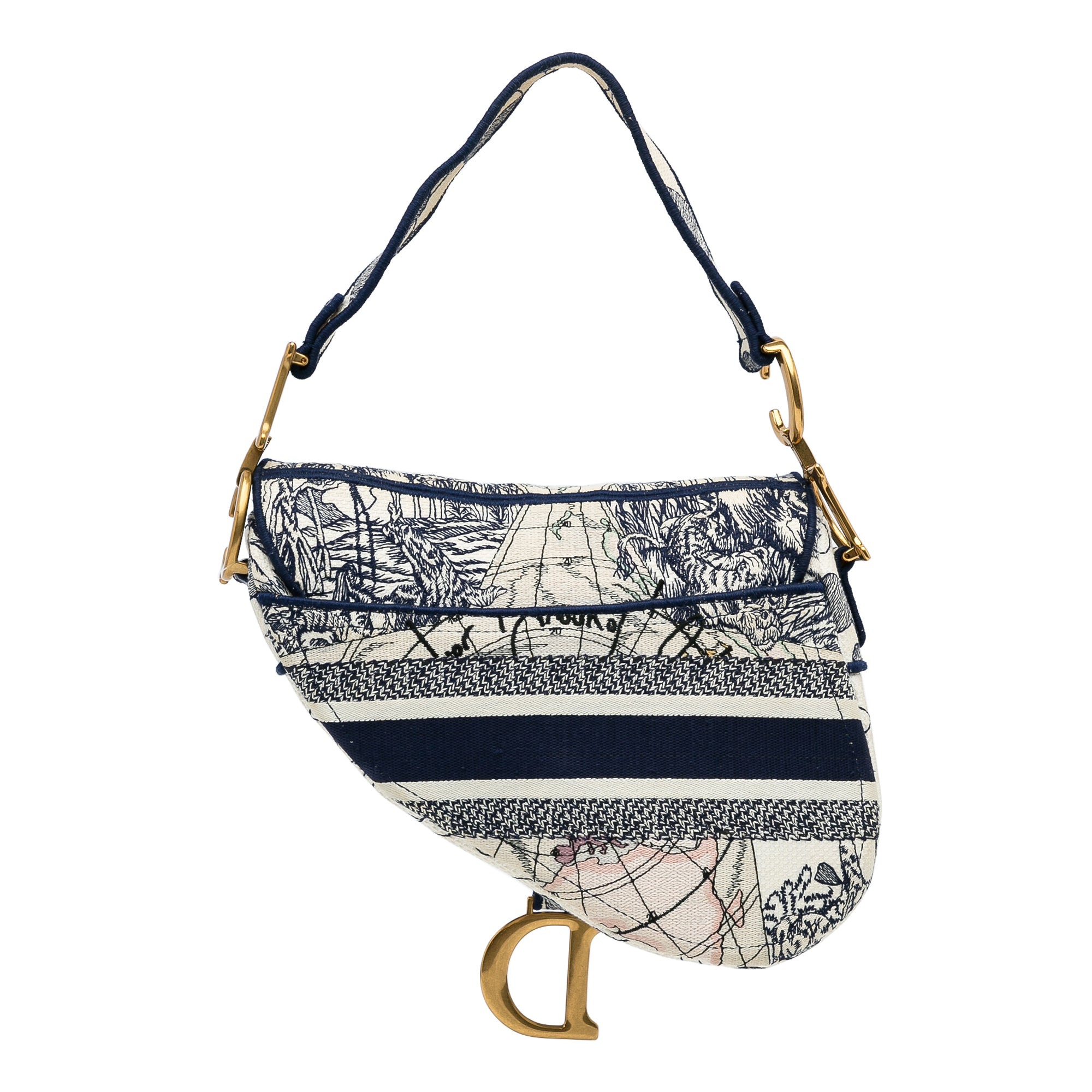 Dior Canvas Embroidered Around the World Saddle Bag - image 3