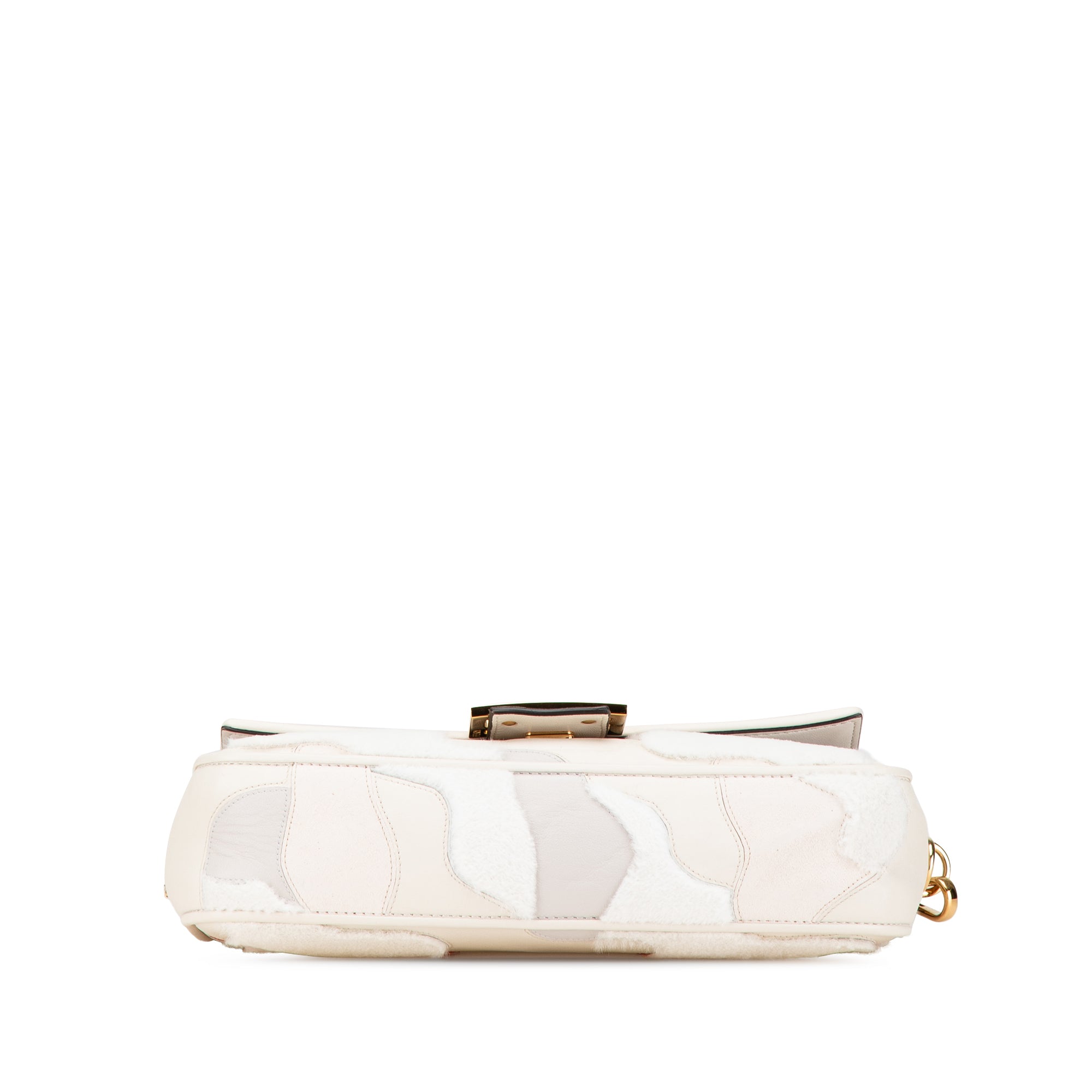 Fendi Calfskin Mink Fur Faces Bianco Carta Baguette Satchel - image 3