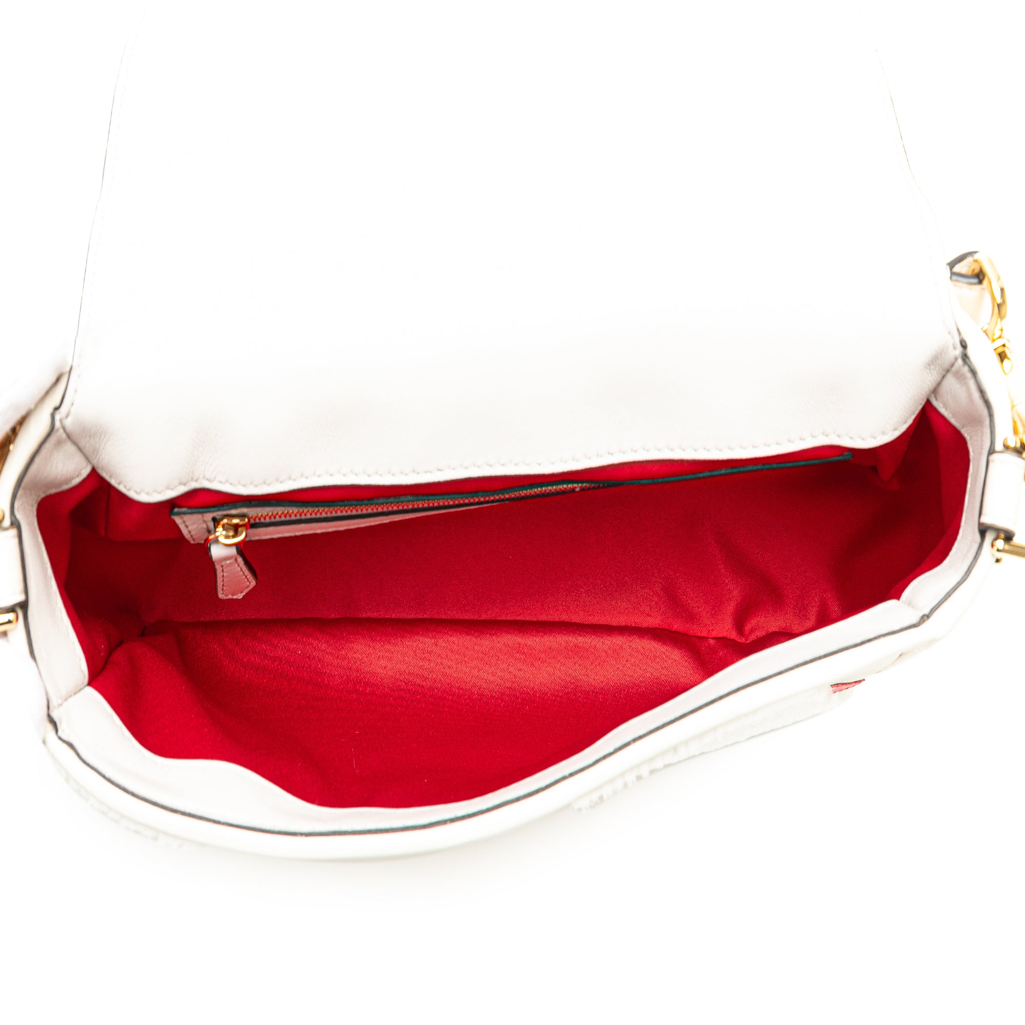 Fendi Calfskin Mink Fur Faces Bianco Carta Baguette Satchel - image 4