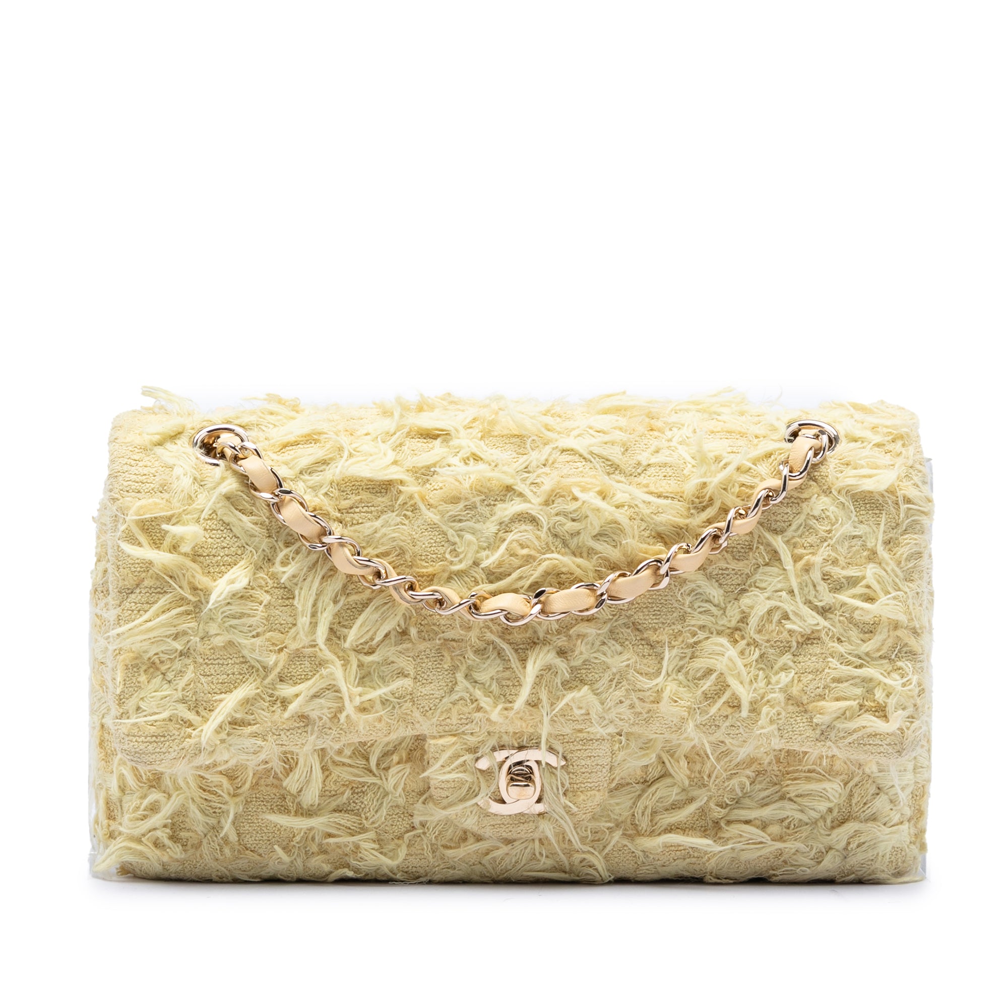 Chanel Medium Classic Fringed Tweed Double Flap - image 1