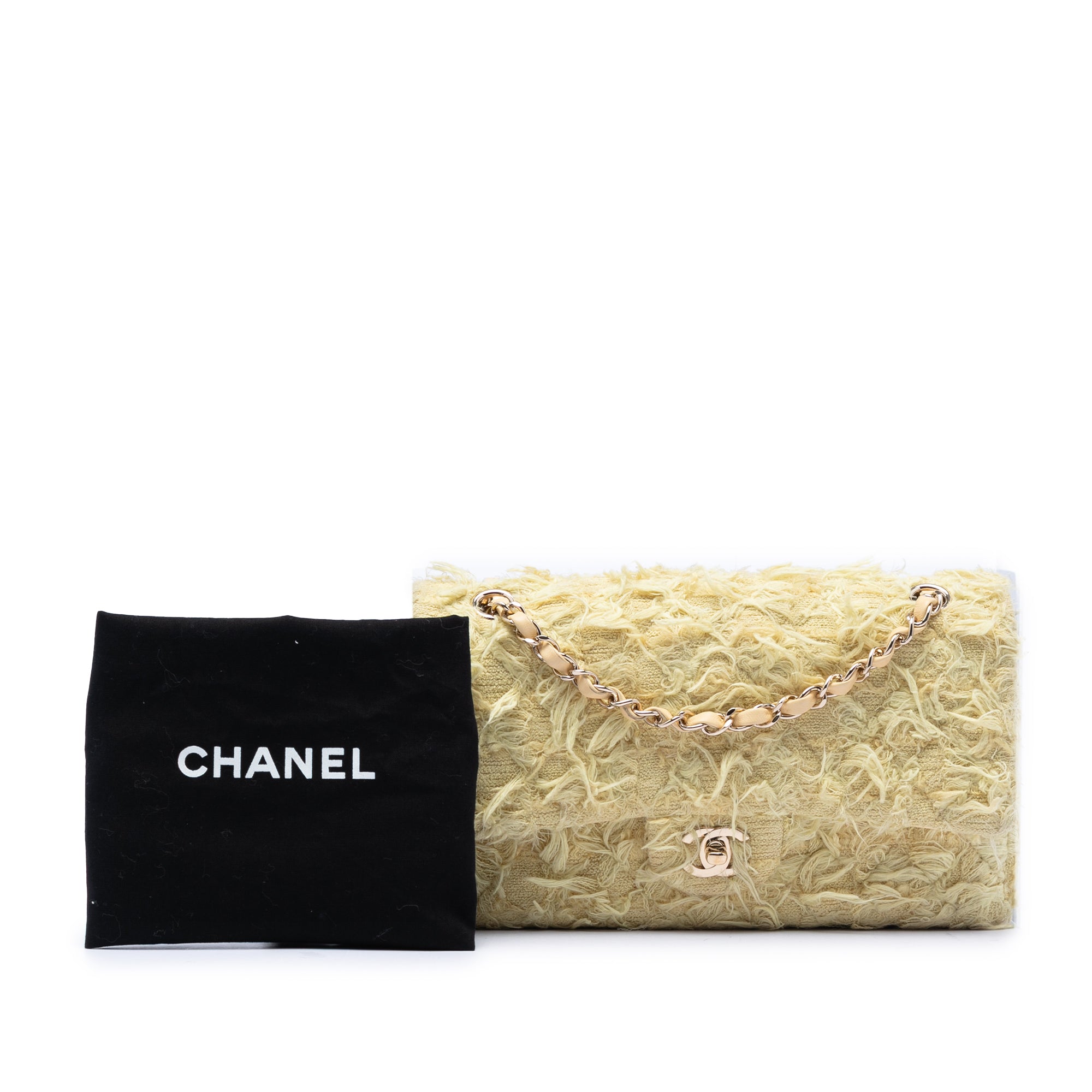 Chanel Medium Classic Fringed Tweed Double Flap - image 8