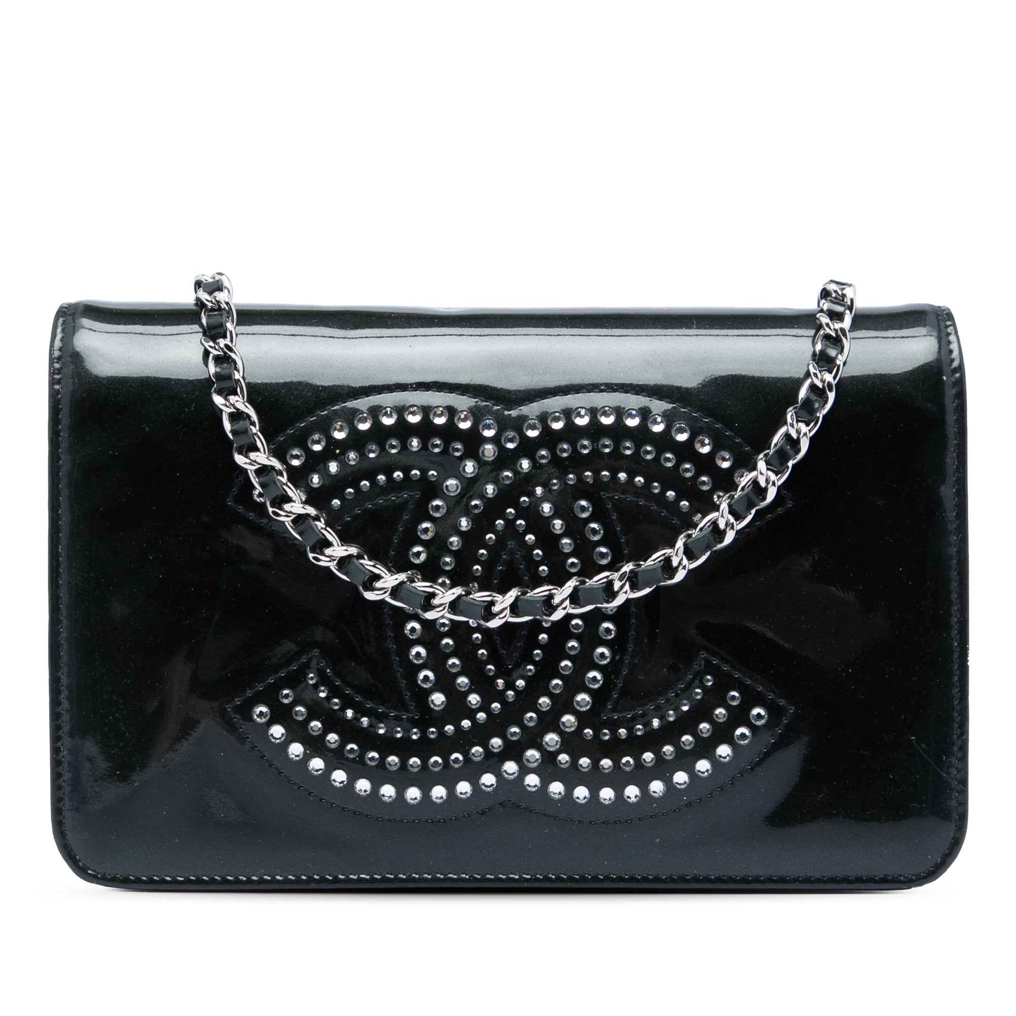 Chanel CC Patent Strass Embellished Wallet On Chain - image 1