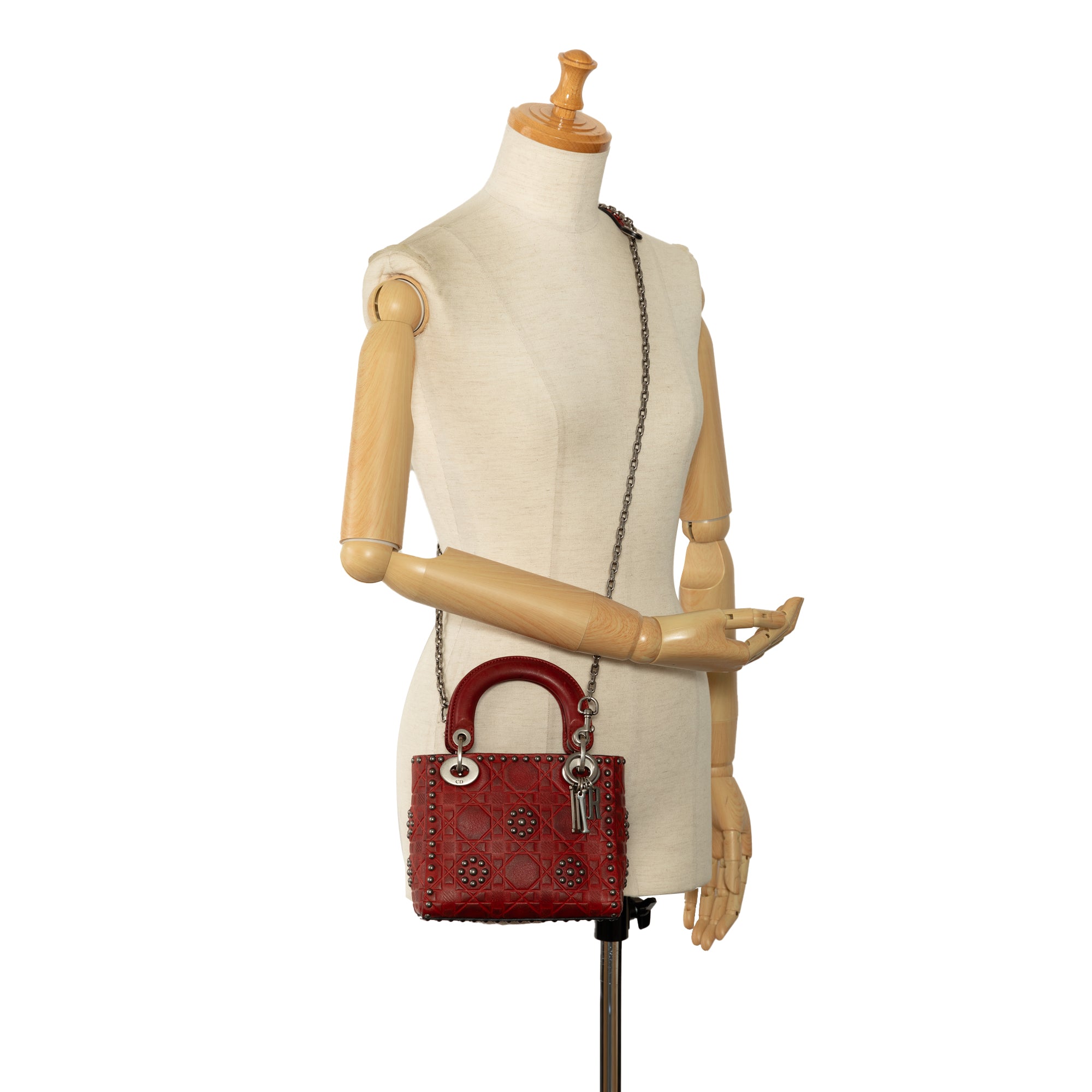 Dior Mini Embossed Calfskin Cannage Studded Flower Lady Dior - image 11