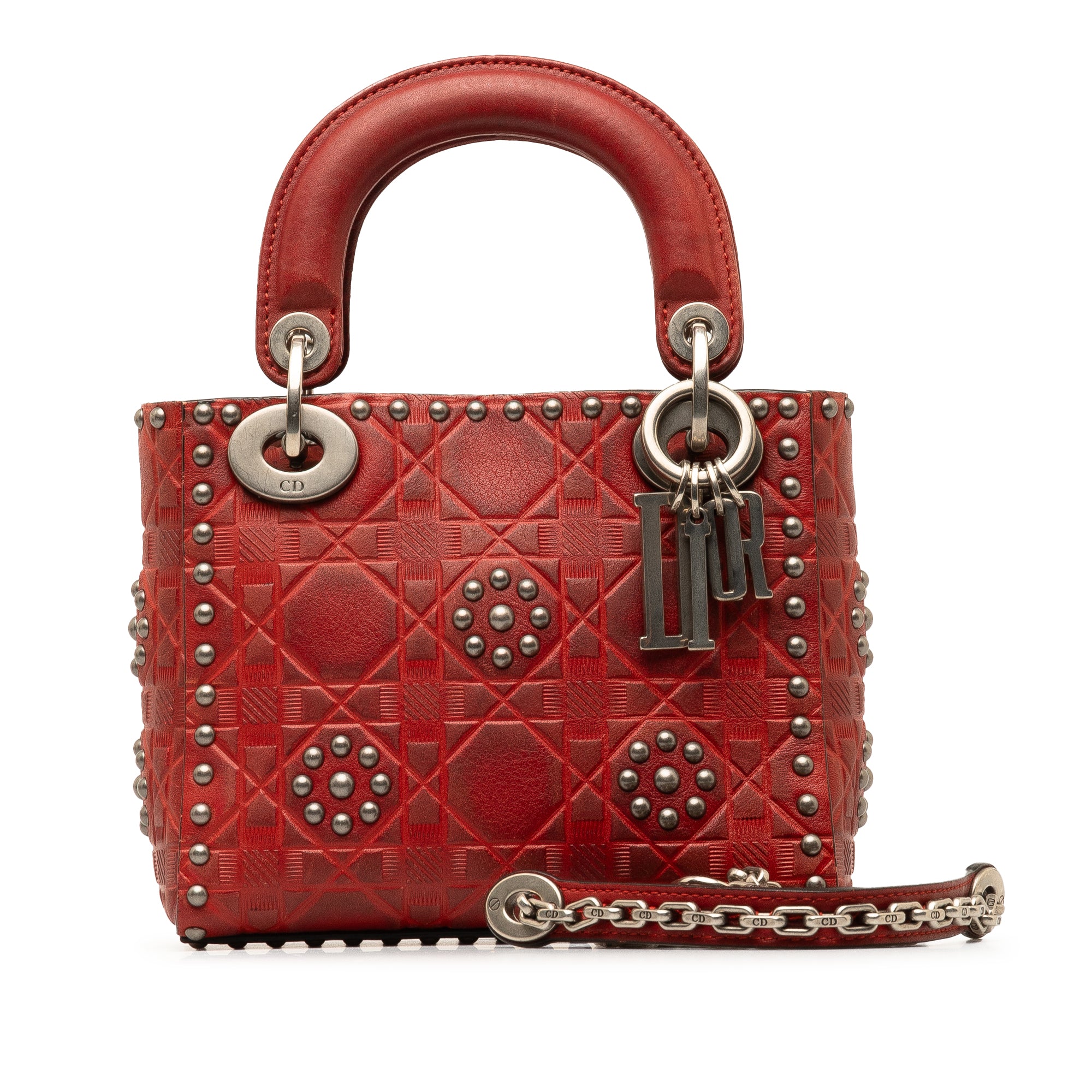 Dior Mini Embossed Calfskin Cannage Studded Flower Lady Dior - image 12