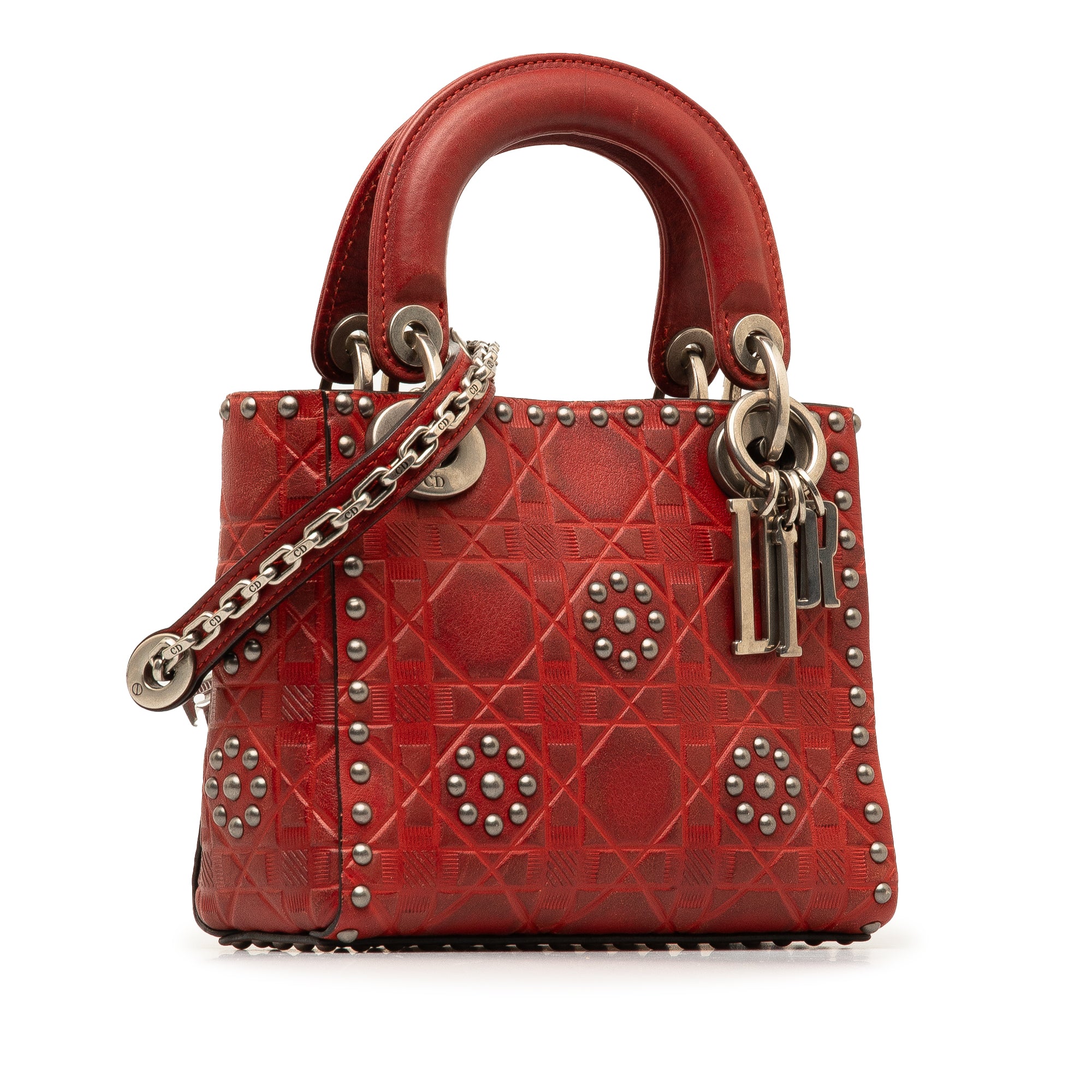 Dior Mini Embossed Calfskin Cannage Studded Flower Lady Dior - image 2