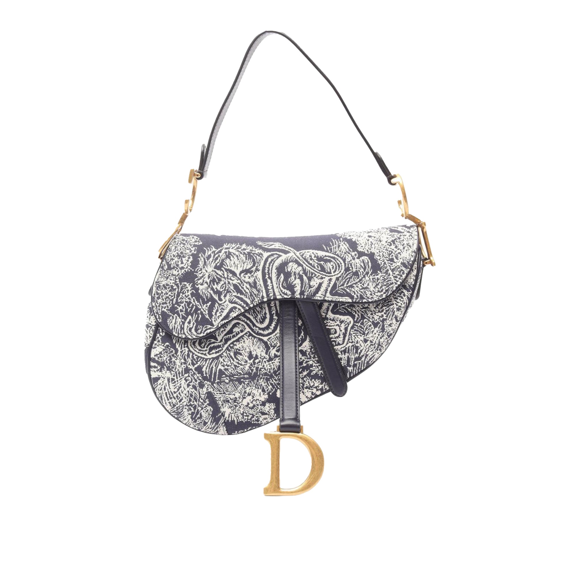 Dior Canvas Embroidered Reverse Toile De Jouy Saddle Bag - image 1
