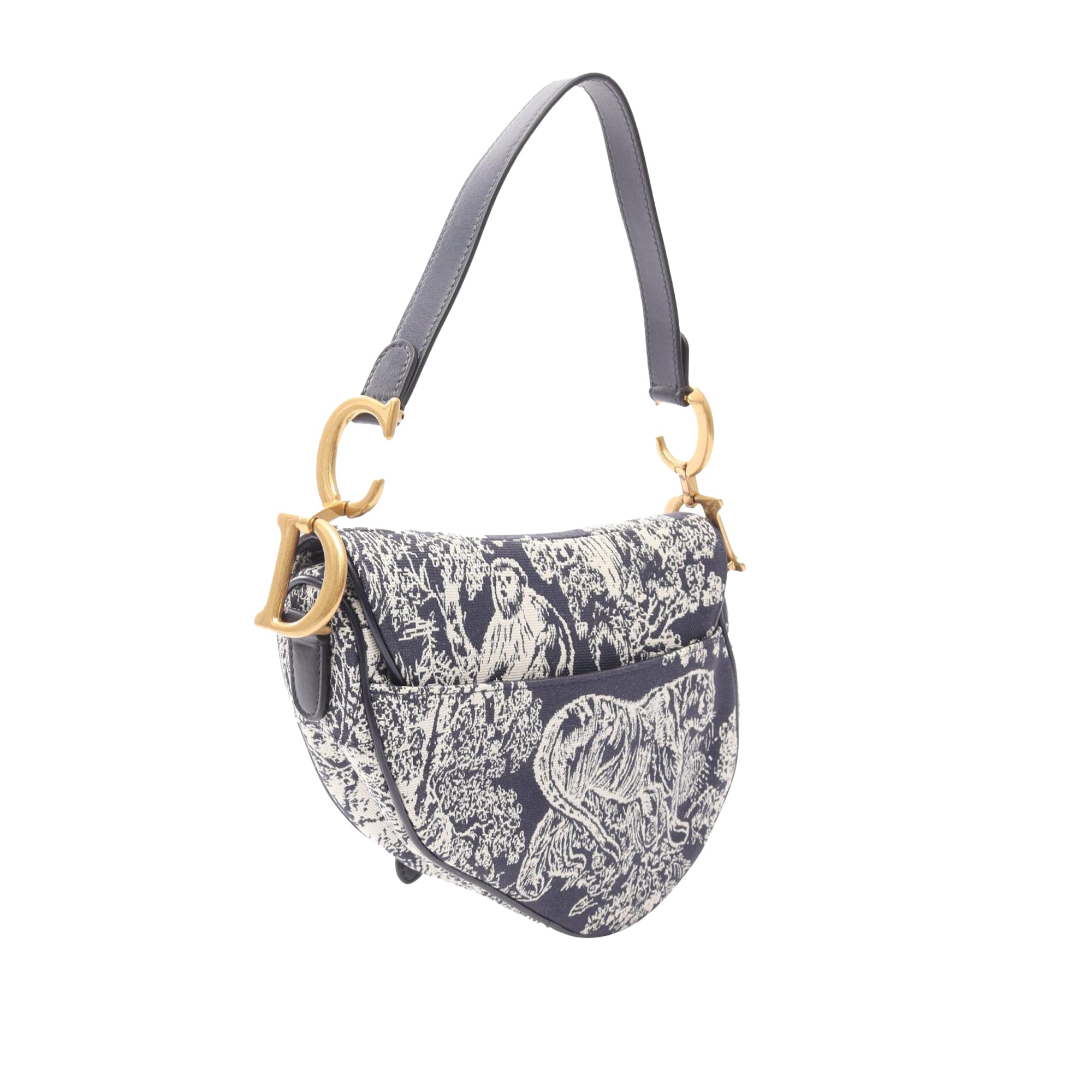 Dior Canvas Embroidered Reverse Toile De Jouy Saddle Bag - image 2