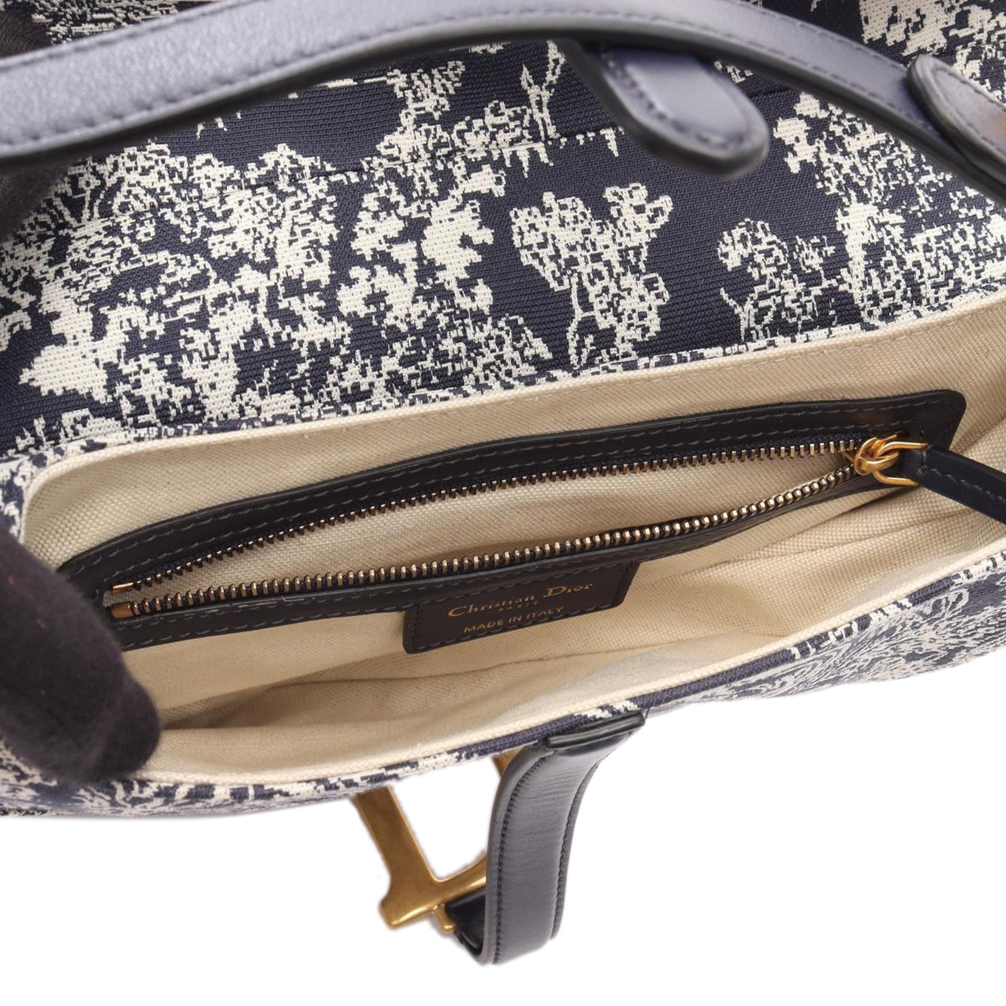 Dior Canvas Embroidered Reverse Toile De Jouy Saddle Bag - image 3