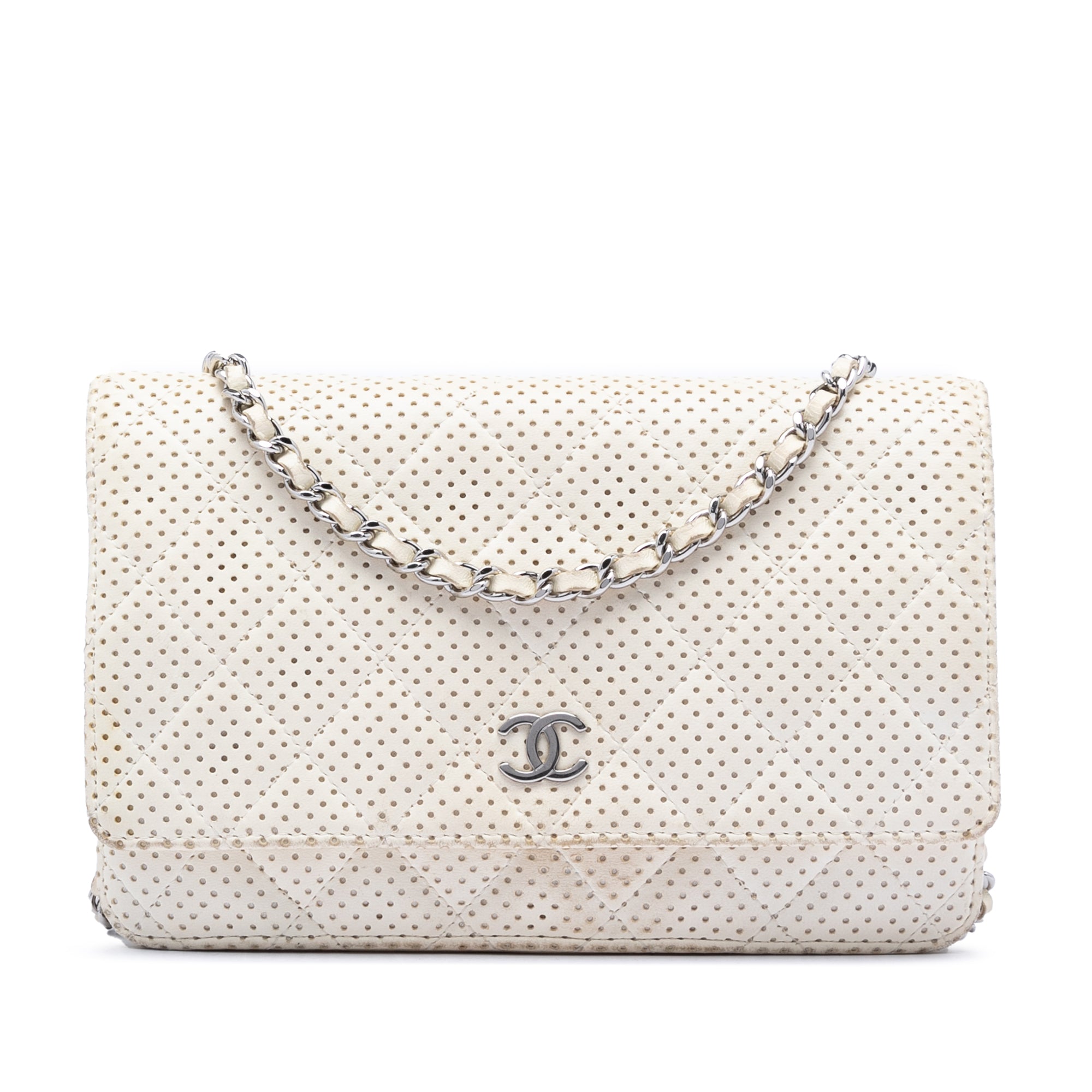 Chanel CC Quilted Perforated Lambskin Wallet On Chain - image 1