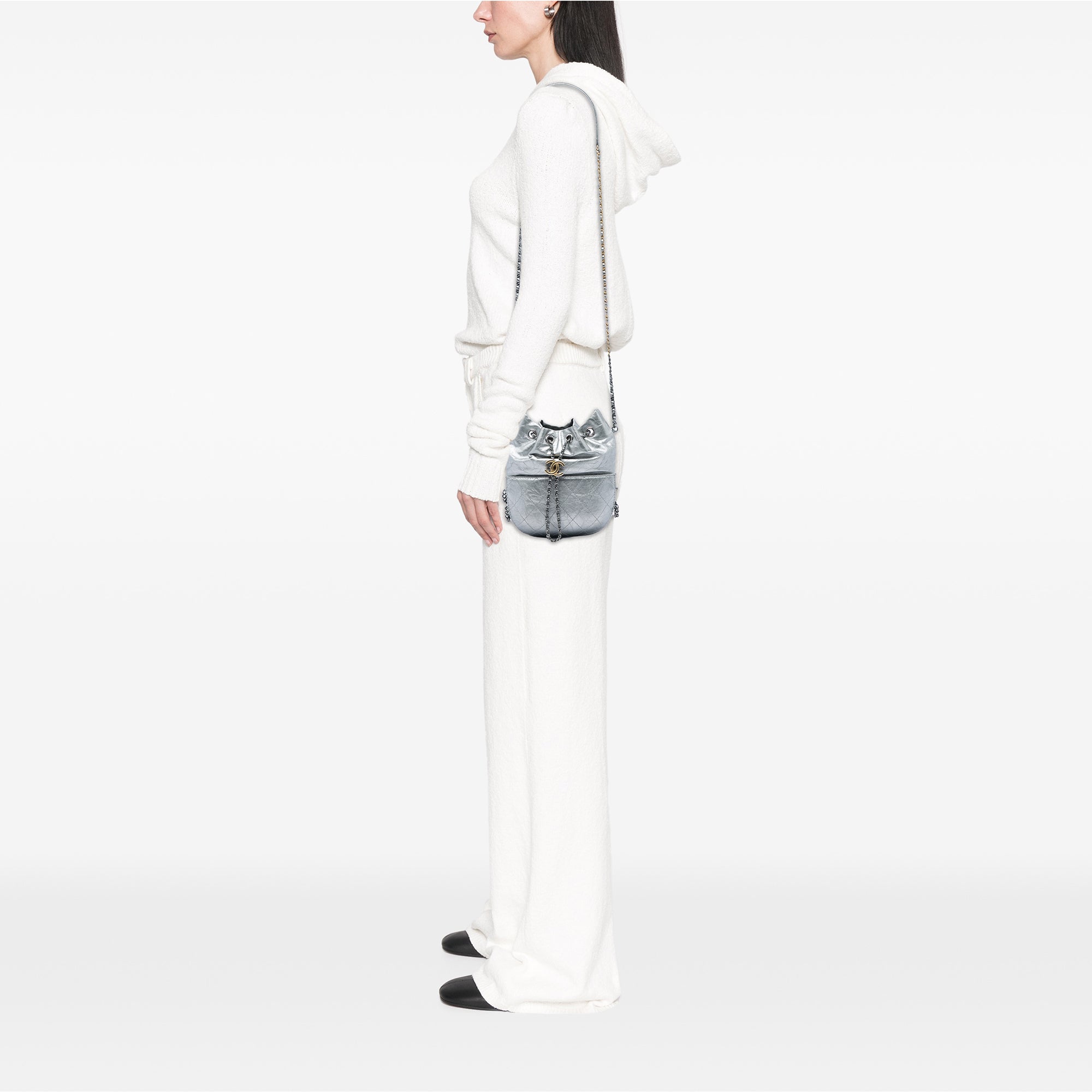 Chanel Small Quilted Metallic Aged Calfskin Gabrielle Bucket Bag - image 5