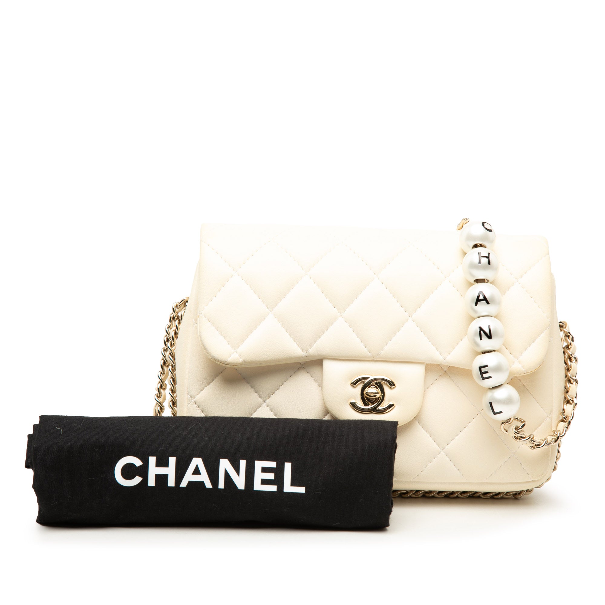 Chanel Mini Quilted Lambskin My Precious Pearls Chain Flap - image 8