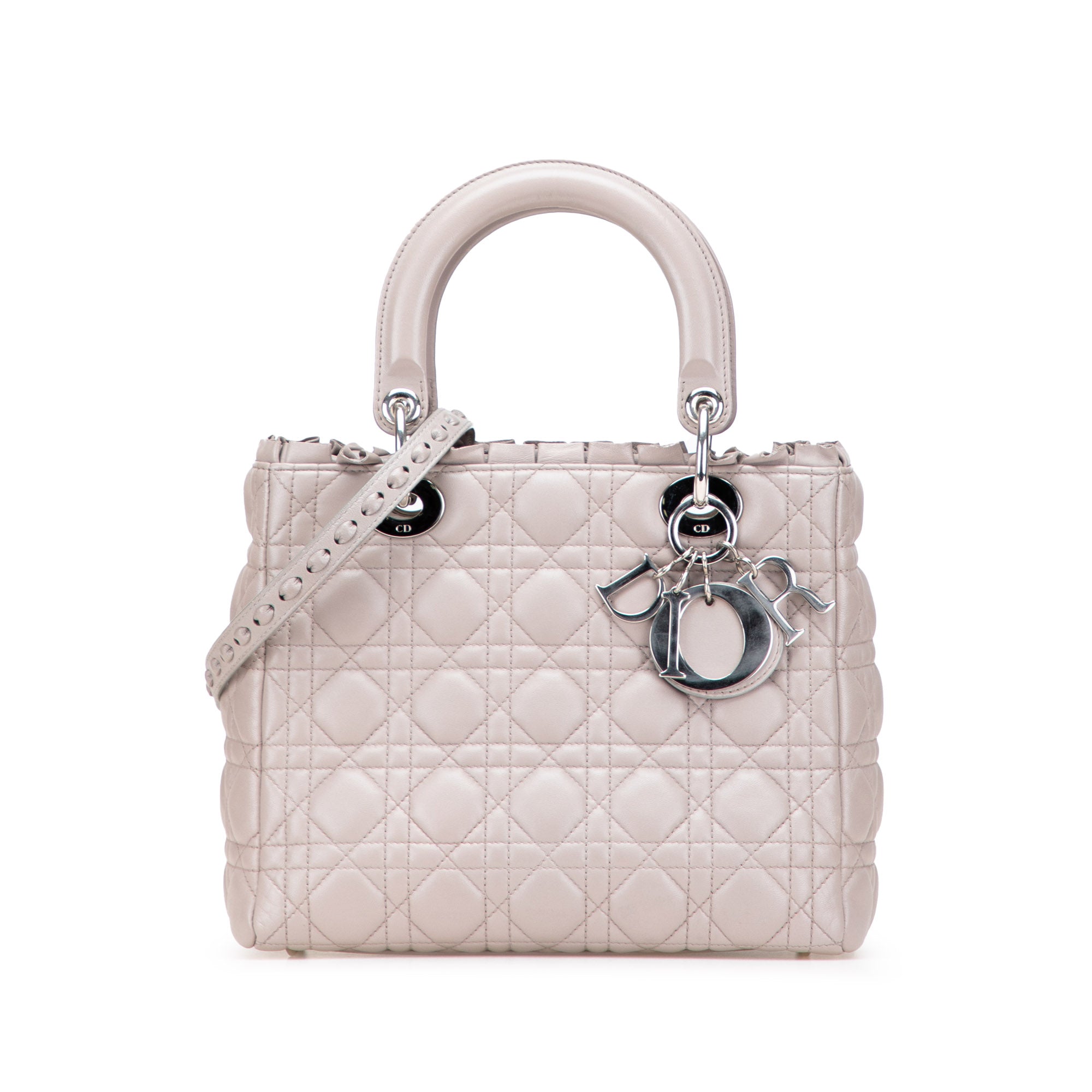 Dior Medium Lambskin Cannage Ruffle Trim Lady Dior - image 1