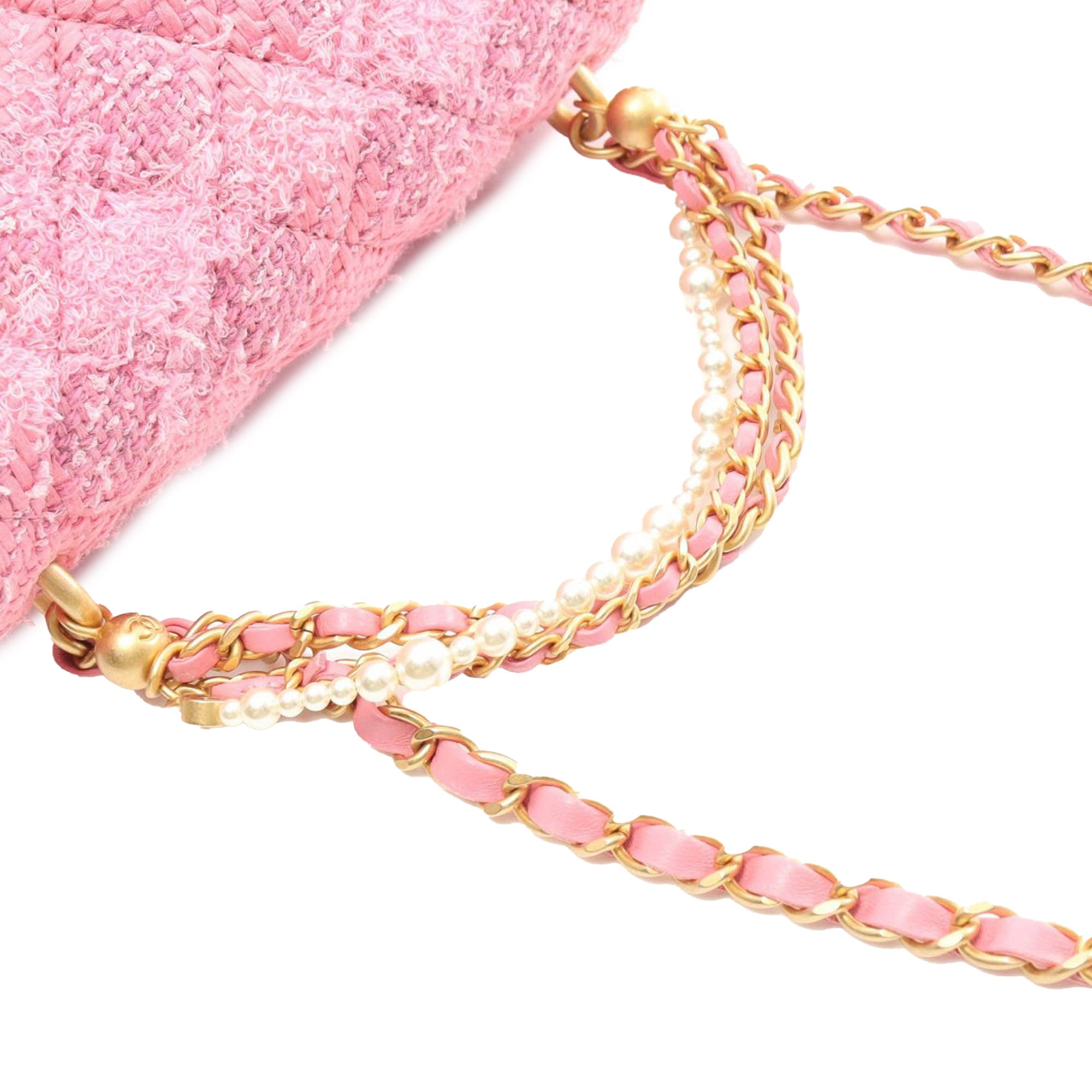 Chanel Mini Square Quilted Woven Tweed Pearl Twist Flap - image 6