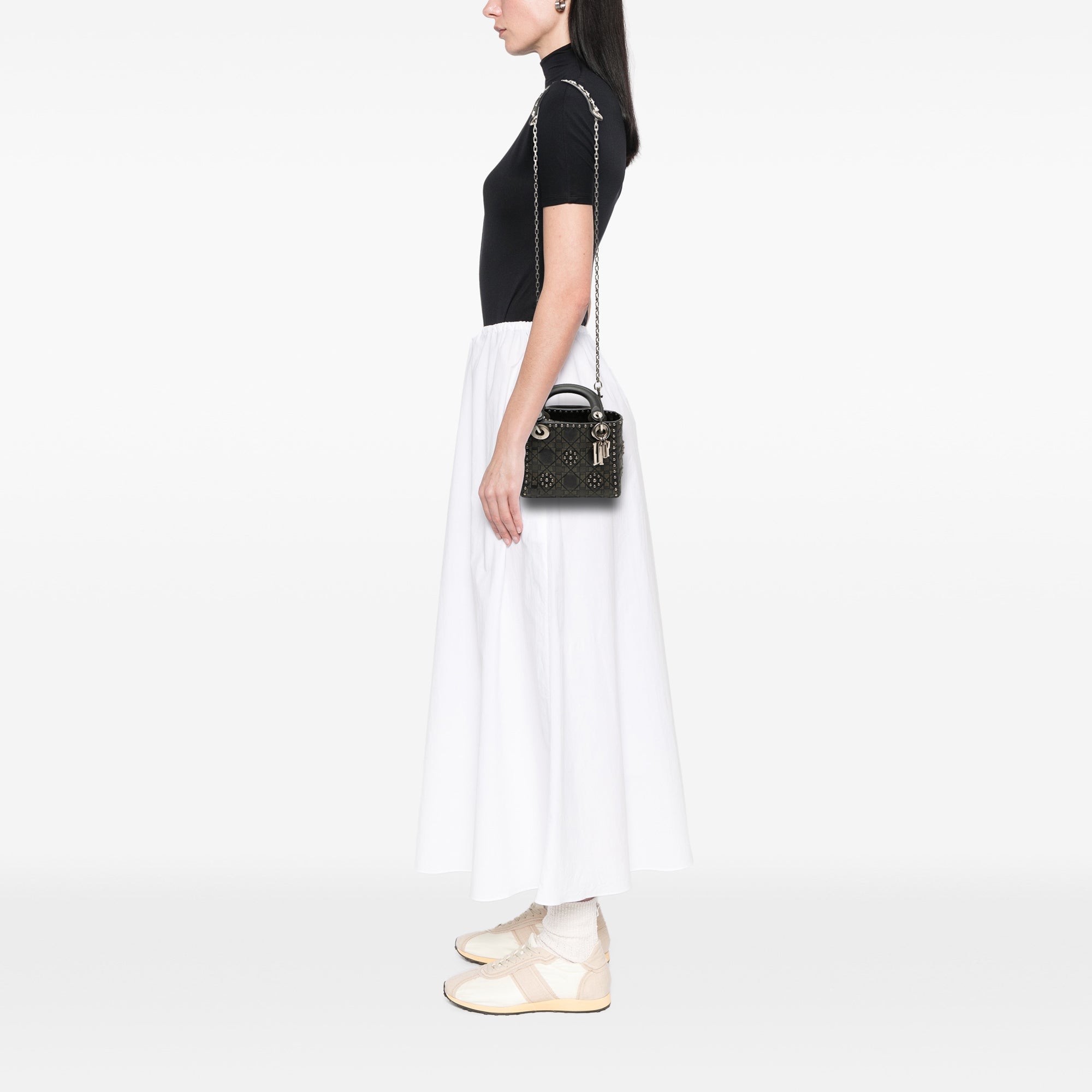 Dior Mini Calfskin Cannage Studded Flower Lady Dior - image 9