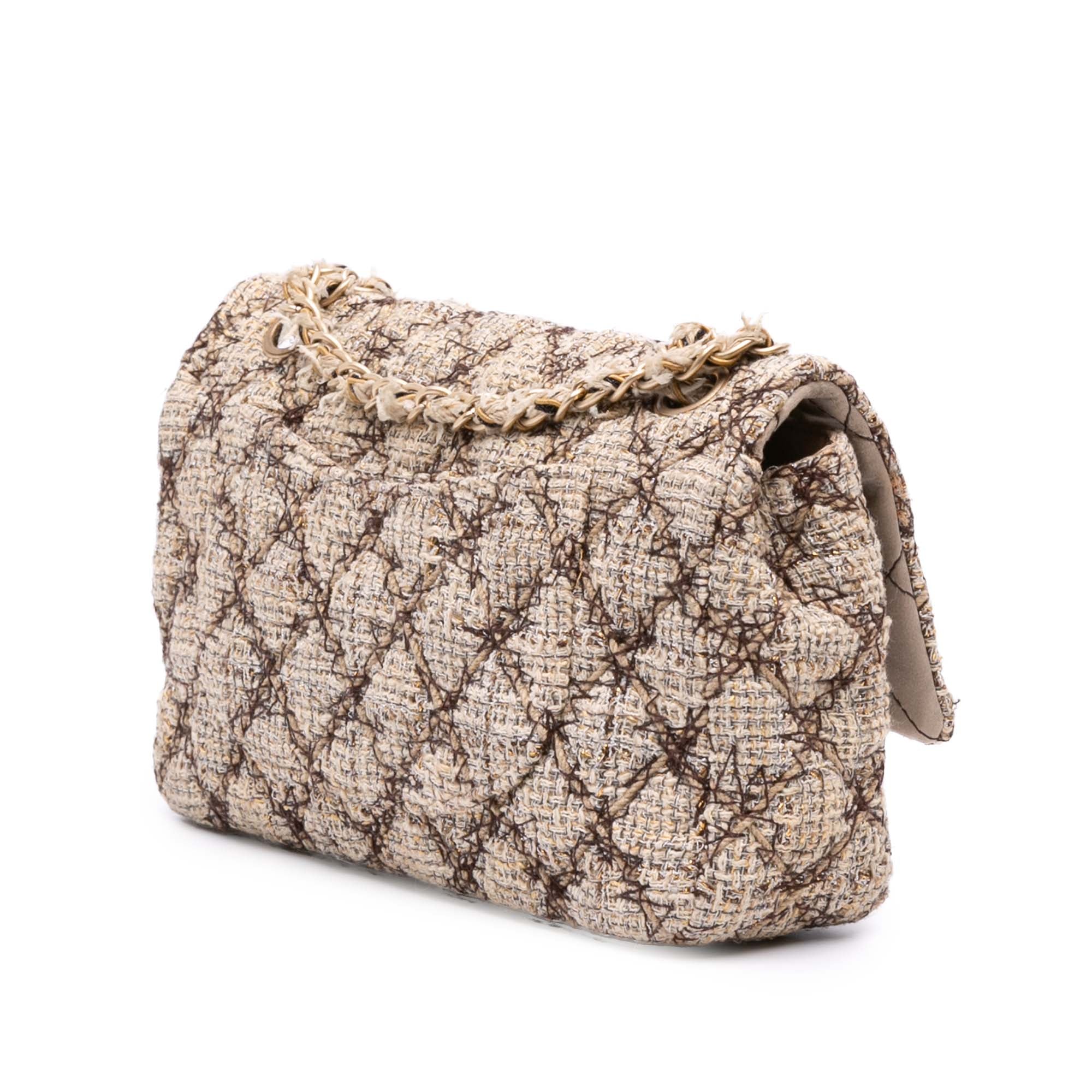 Chanel Medium Classic Quilted Metallic Tweed Single Flap - image 2