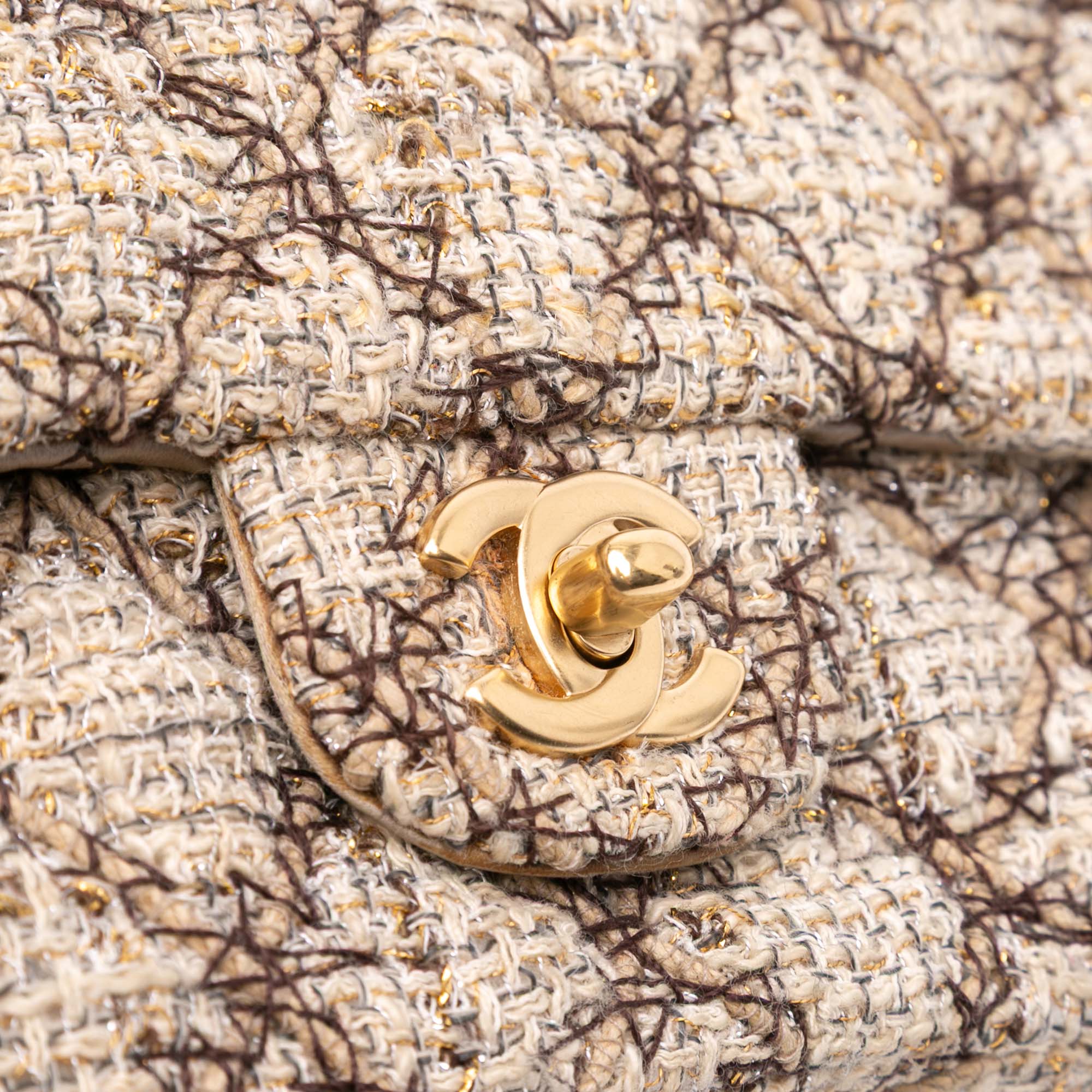 Chanel Medium Classic Quilted Metallic Tweed Single Flap - image 6