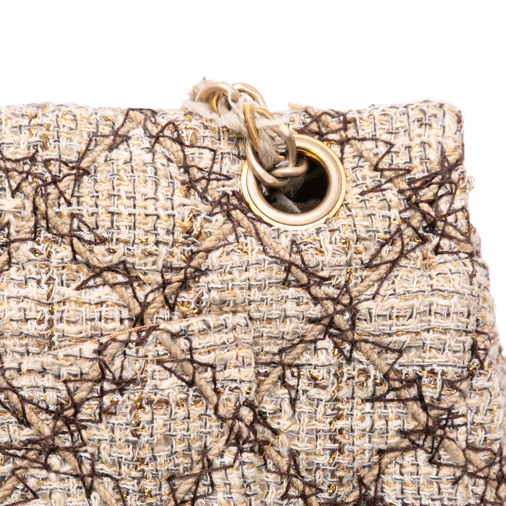 Chanel Medium Classic Quilted Metallic Tweed Single Flap - image 9