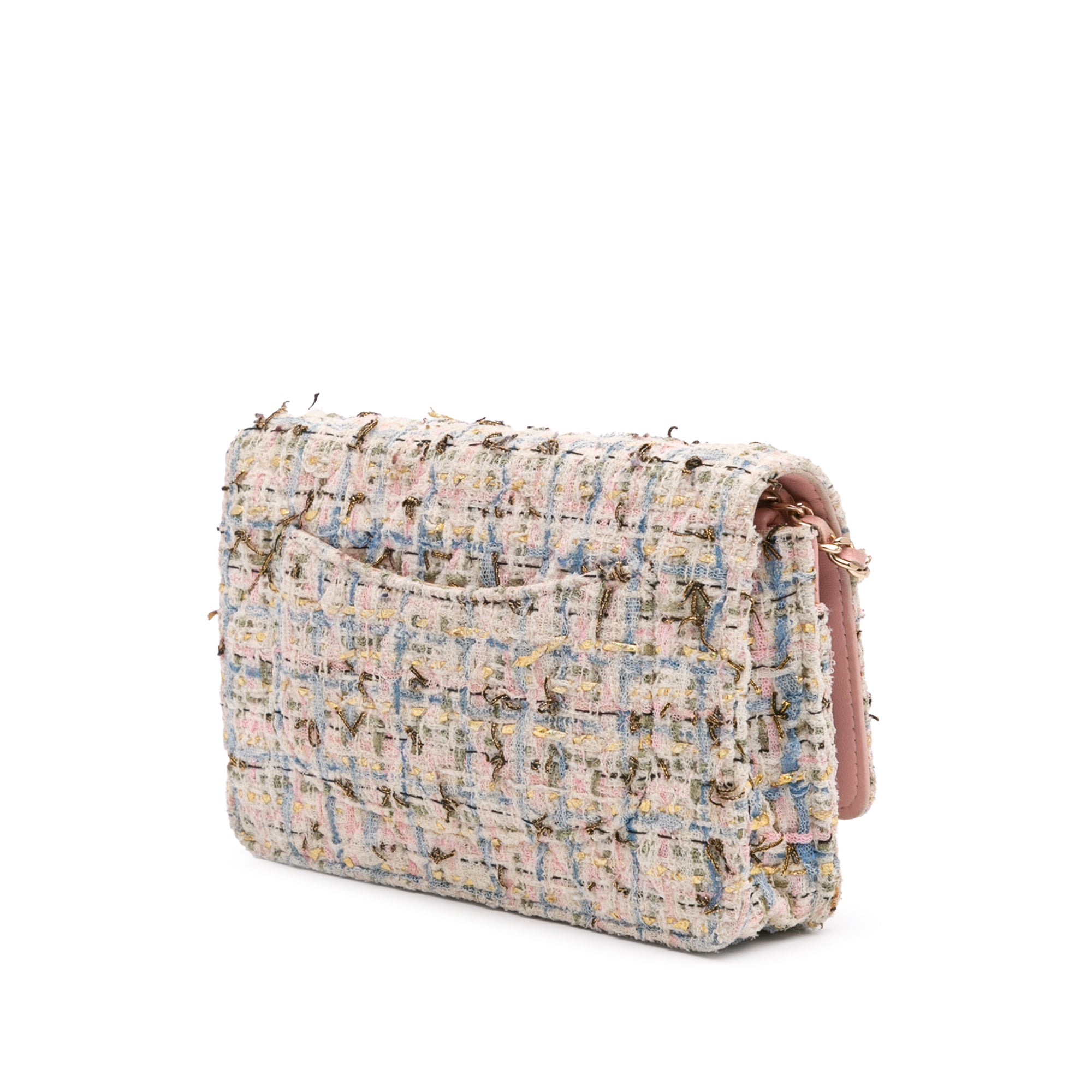 Chanel CC Quilted Boucle Tweed Charm Wallet On Chain - image 2
