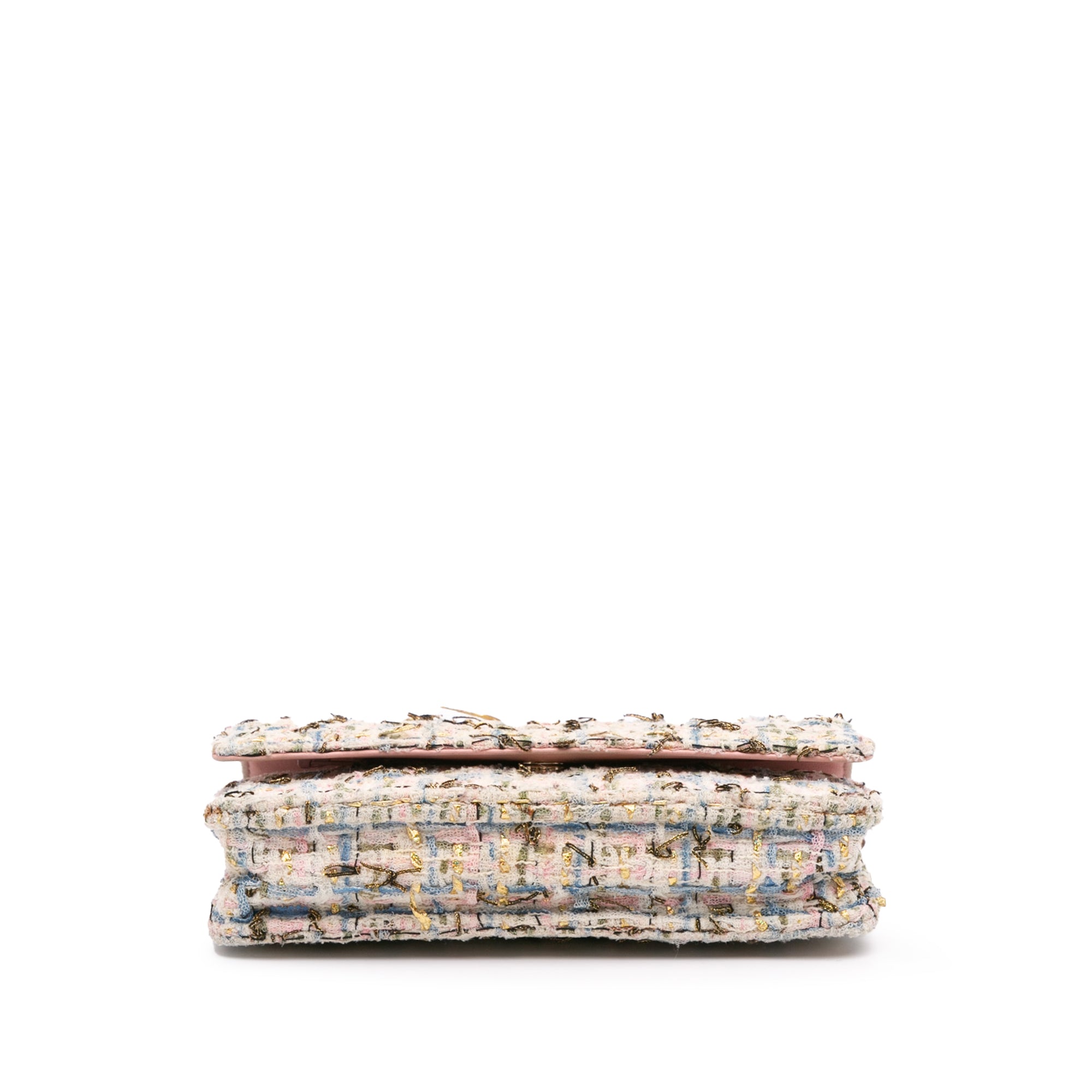 Chanel CC Quilted Boucle Tweed Charm Wallet On Chain - image 3